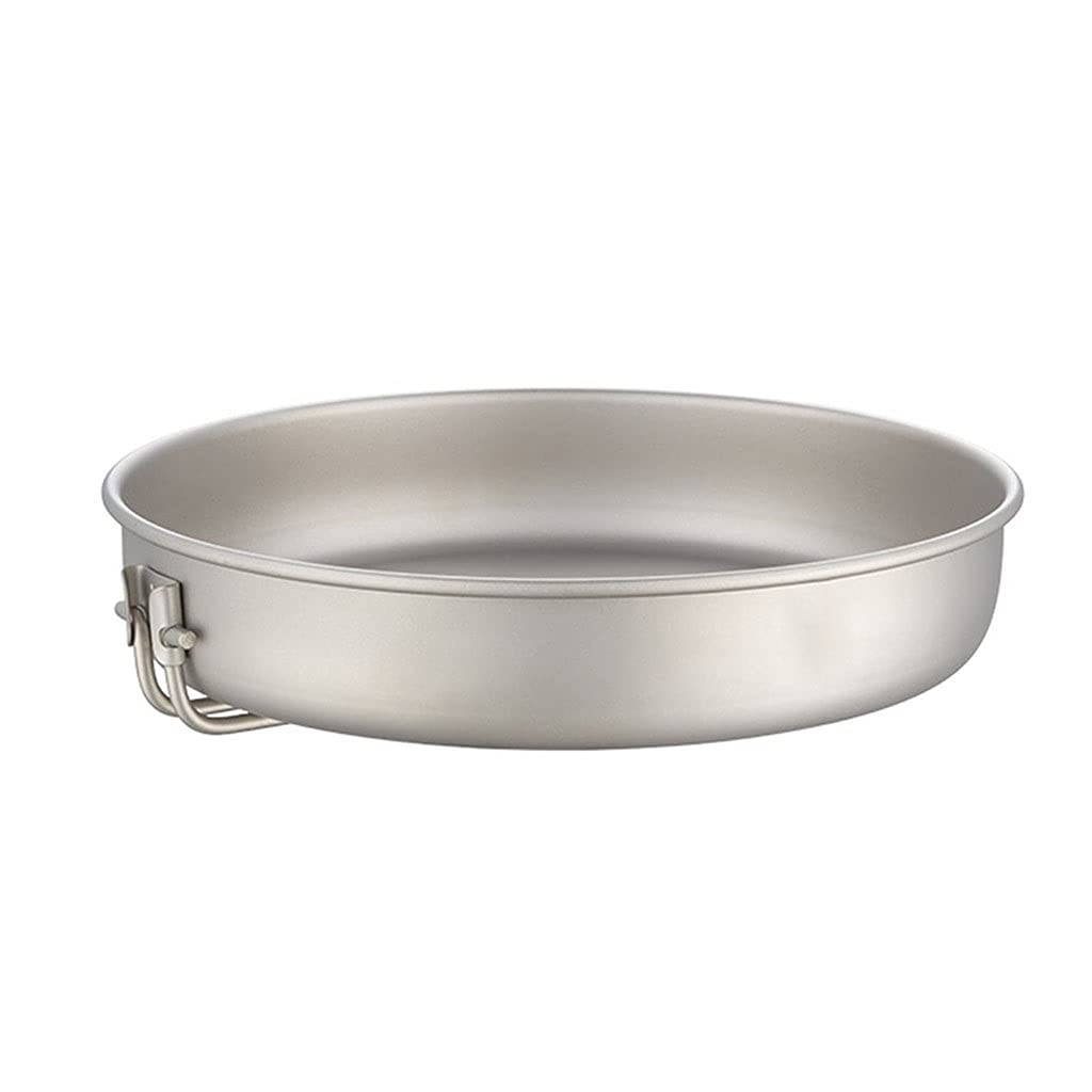 TYJUSA Ultra-Light Titanium Alloy Folding Camping Pan - 20x13x9cm Portable Cookware for Backpacking, Hiking & Outdoor Adventures - Non-Stick Gray Frying Pan Perfect for RV Trips & Picnics