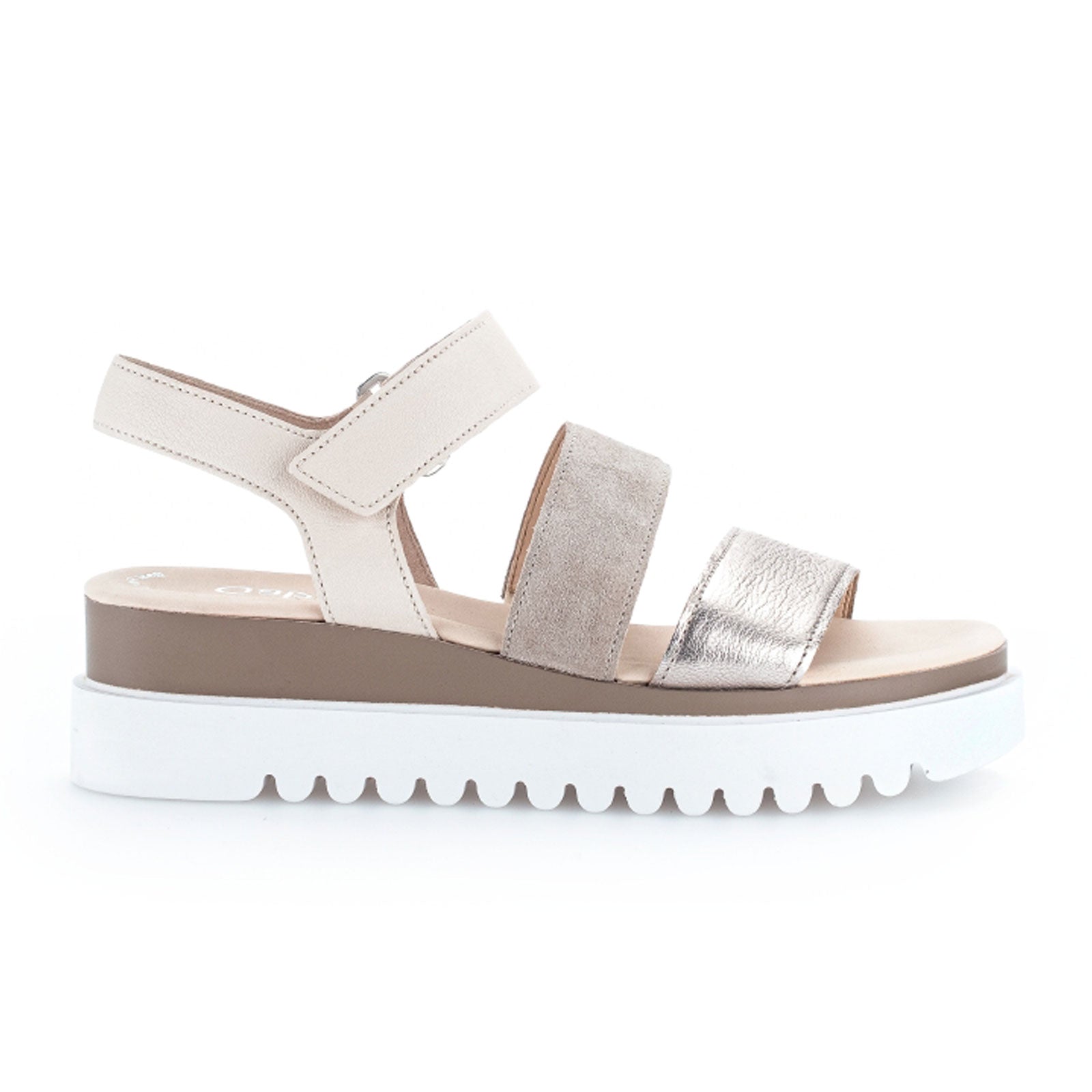 Gabor 24610 62 Women's Three Strap Wedge Sandals - Metal, Velour & Nappa Leather Comfortable Heels for Summer, Beach & Casual Outings
