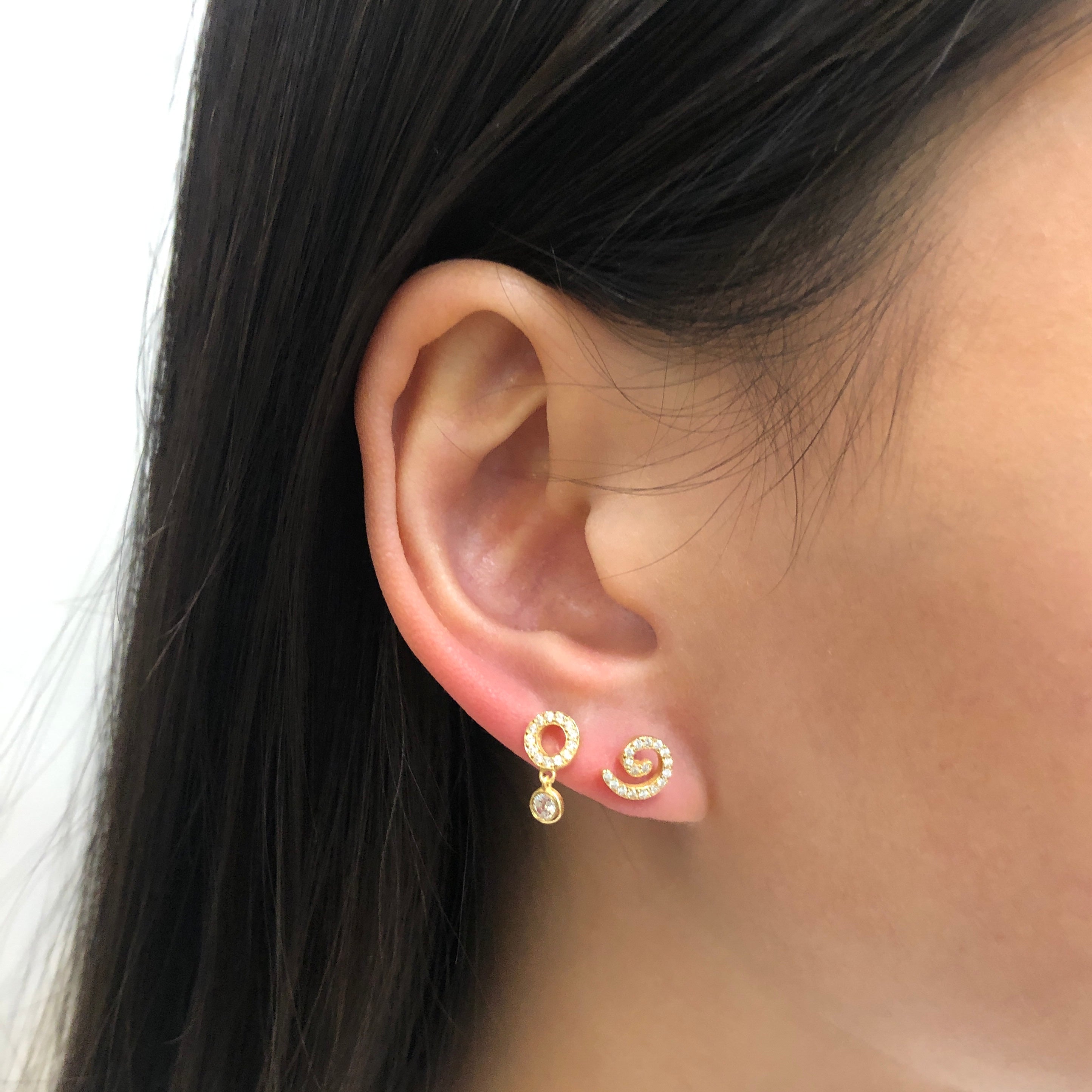 Gold Clear Stud Lollipop Earrings - Single Piece Minimalist Jewelry for Women, Girls - Perfect for Parties, Dating & Everyday Wear
