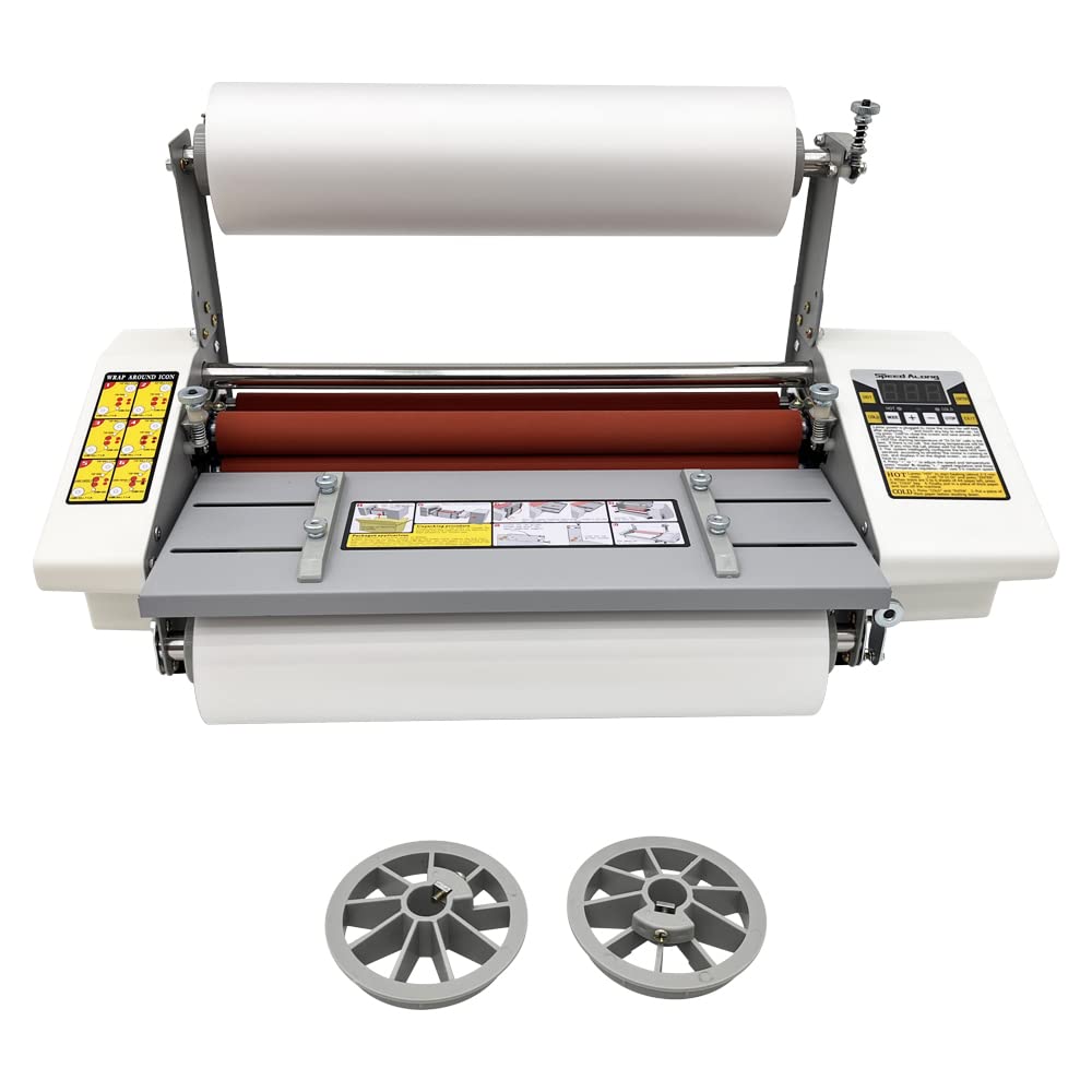 INTSUPERMAI 110V Hot & Cold Roll Laminator Machine - Dual Side Thermal Laminating with 0-180℃ Adjustable Temperature for A2+ (44cm/17.3inch) Documents - Includes 2 Rollers Film - Perfect for School, Office, Photo, Artwork & Craft Projects