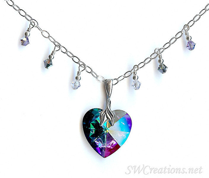Peacock Heart Crystal Charm Pendant Necklace - Elegant Bohemian Jewelry for Women | Perfect for Parties, Weddings & Date Nights