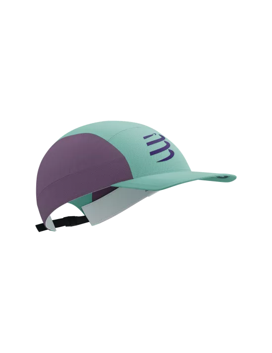 Compressport Unisex 5-Panel Lightweight Running Cap - Shell Blue/Grape - Perfect for Jogging, Hiking & Outdoor Sports