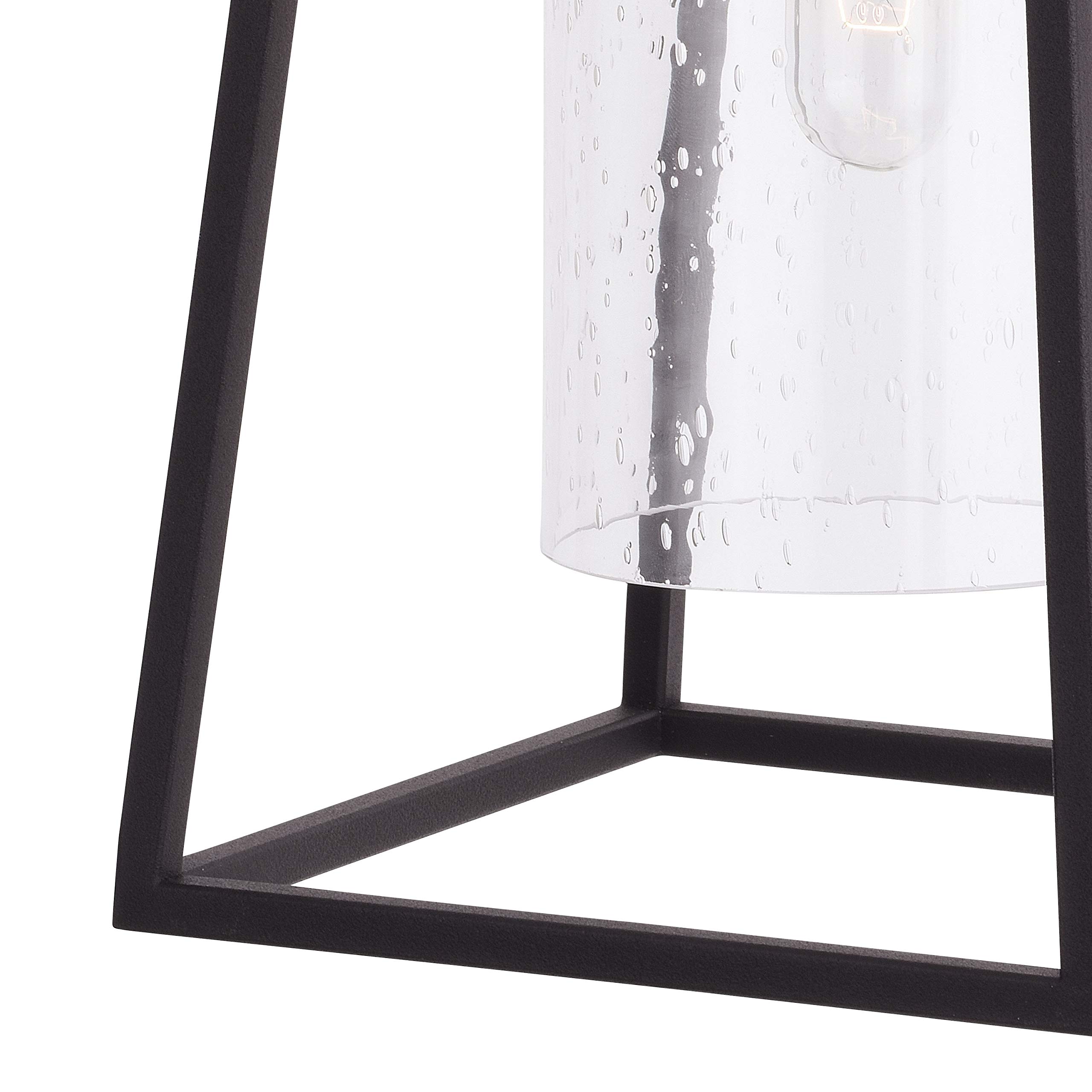 VAXCEL Nash 6.5-inch Black Modern Outdoor Wall Lantern with Dusk to Dawn Photocell Sensor - 1-Light Wall Sconce with Clear Seeded Glass for Porch, Patio, Garden & Entryway Lighting