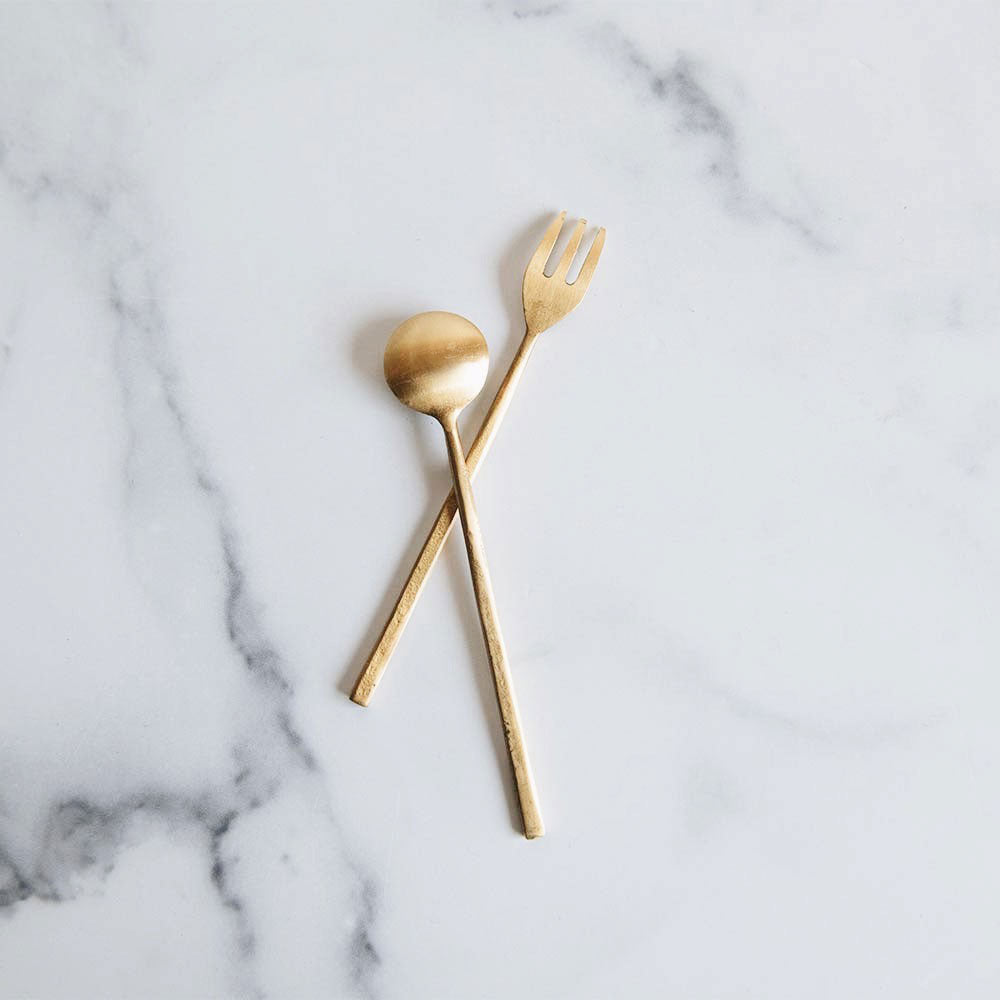 Premium Forged Brass Dessert Set - Elegant Serving Platter & Utensils for Afternoon Tea, Dinner Parties & Special Occasions