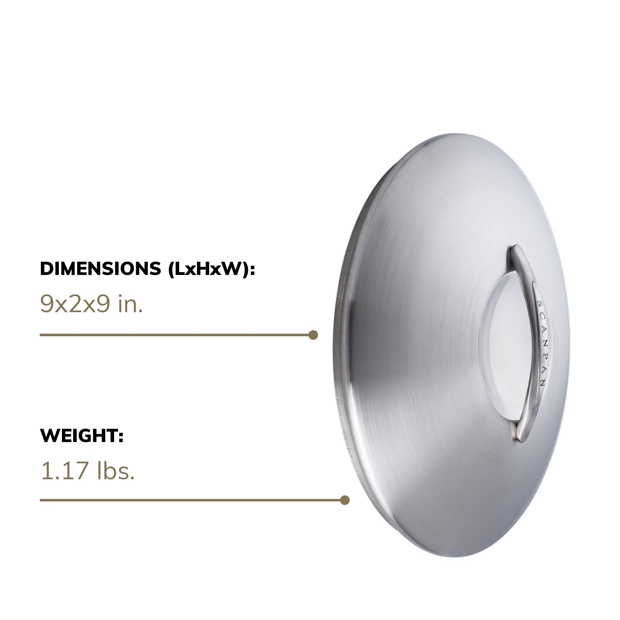 SCANPAN Professional 8-Inch Stainless Steel Pan Lid - Universal Fit for Cookware with Same Diameter - Dishwasher & Oven Safe - Perfect for Frying, Sautéing & Baking