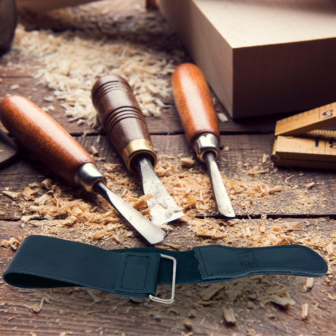 Premium Leather Strop for Sharpening Straight Razors, Kitchen Knives & Hunting Blades - G.B.S Professional Honing Tool for Barbers, Chefs & Outdoorsmen (Black) - Perfect for Home Grooming, Culinary Prep & Outdoor Adventures