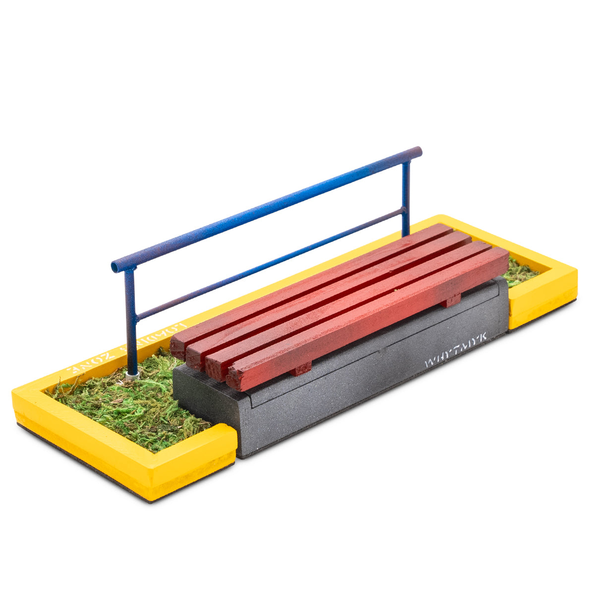 WhytMyk Concrete Fingerboard Ramp with Bench Spot and Rail - Perfect for Skateboard Finger Training and Indoor Skate Park Setup