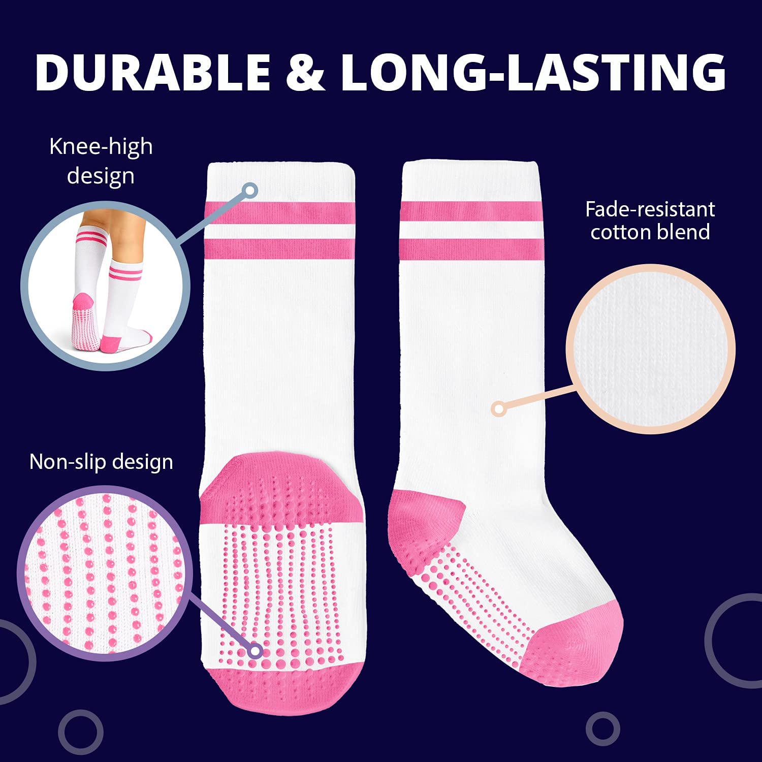 LA ACTIVE Girls Knee High Socks - Cozy Warm Cotton Uniform Socks for Toddlers & Kids - School, Sports & Dress Wear - Perfect for Winter, Uniforms & Playtime
