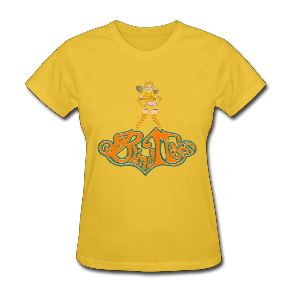 LENOJE Women's Cotton Yellow T-Shirt - Casual Blind Melon Fashion Tee for Summer Outfits & Streetwear