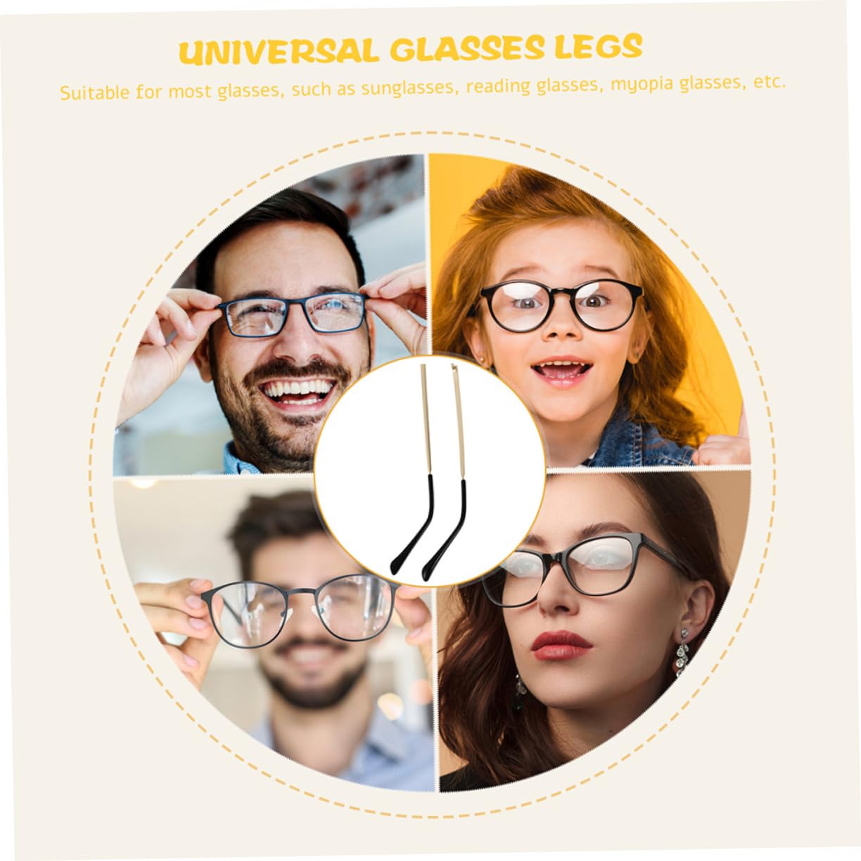 Lurrose 2 Pairs Metal Glasses Temple Replacement - Adjustable Eyeglass Frame Arms with Screwdriver for Men & Women - Perfect for Reading, Working & Daily Wear