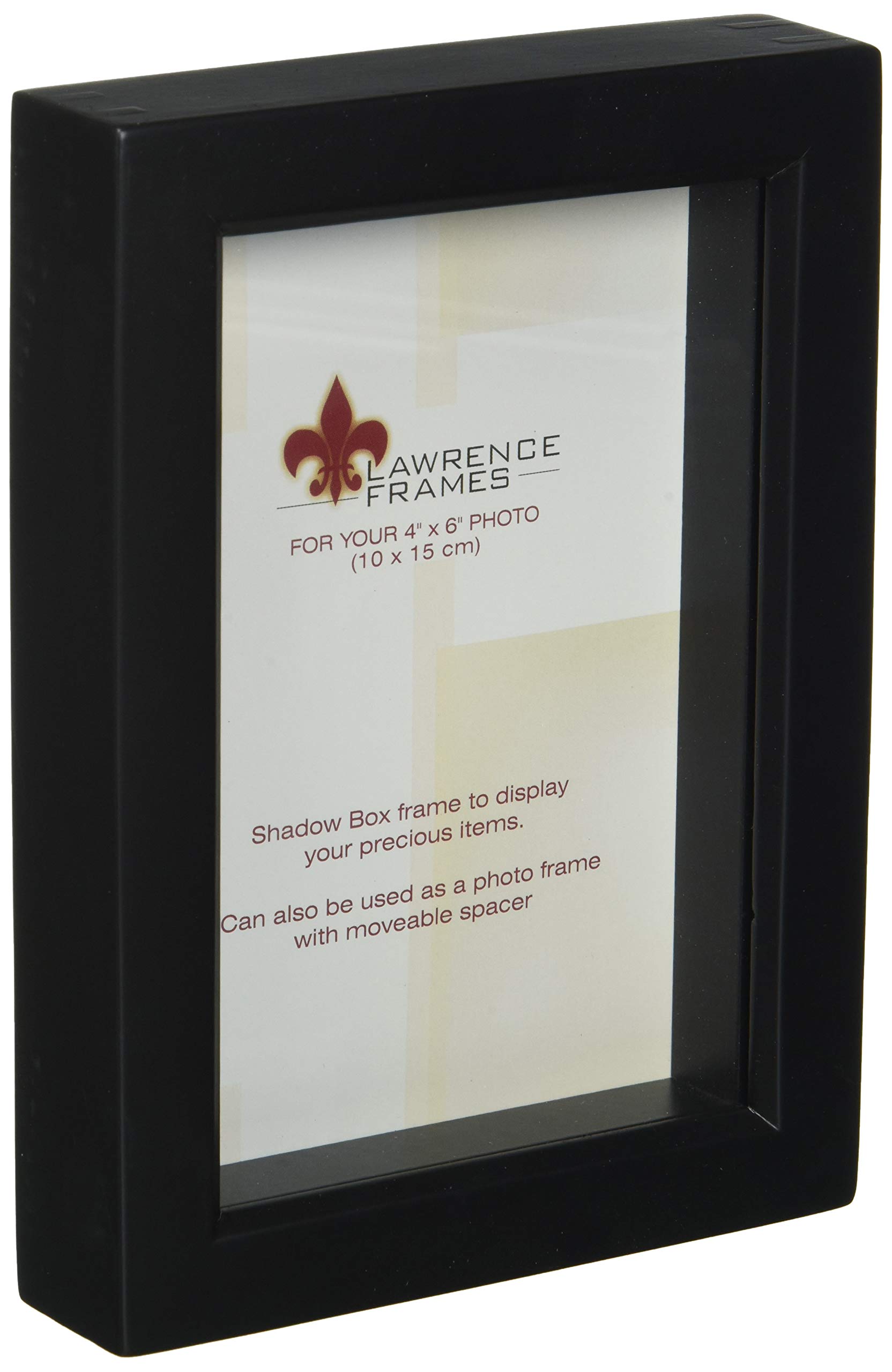 Lawrence Frames 795046 Black Wood Treasure Box Shadow Box Picture Frame - 4x6 Inch Display Case for Photos, Memorabilia, Jewelry - Perfect for Home Decor, Gifts, Keepsakes