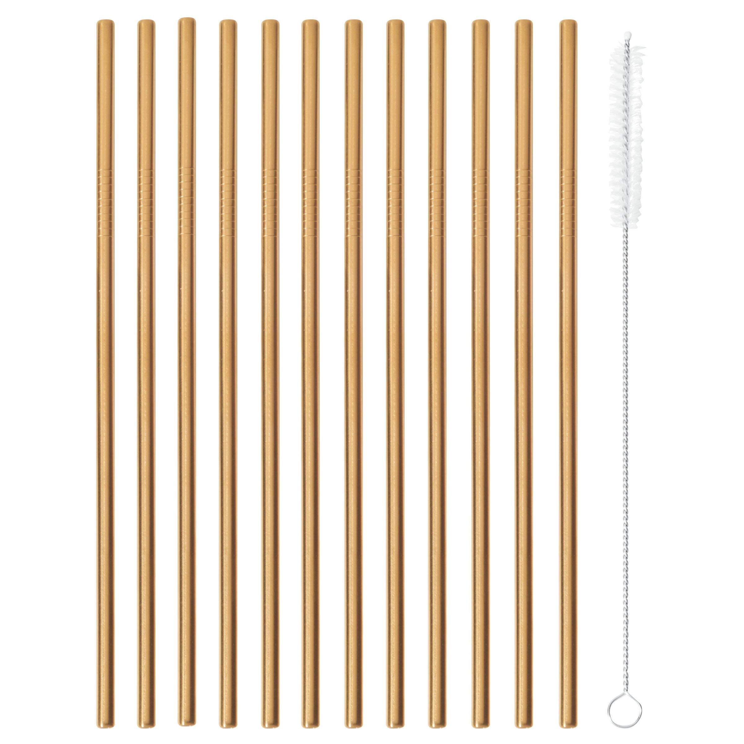 Premium Straight Copper Drinking Straws - Eco-Friendly Reusable Metal Straws for Smoothies, Cocktails & Iced Coffee | Perfect for Home, Office & Travel Use