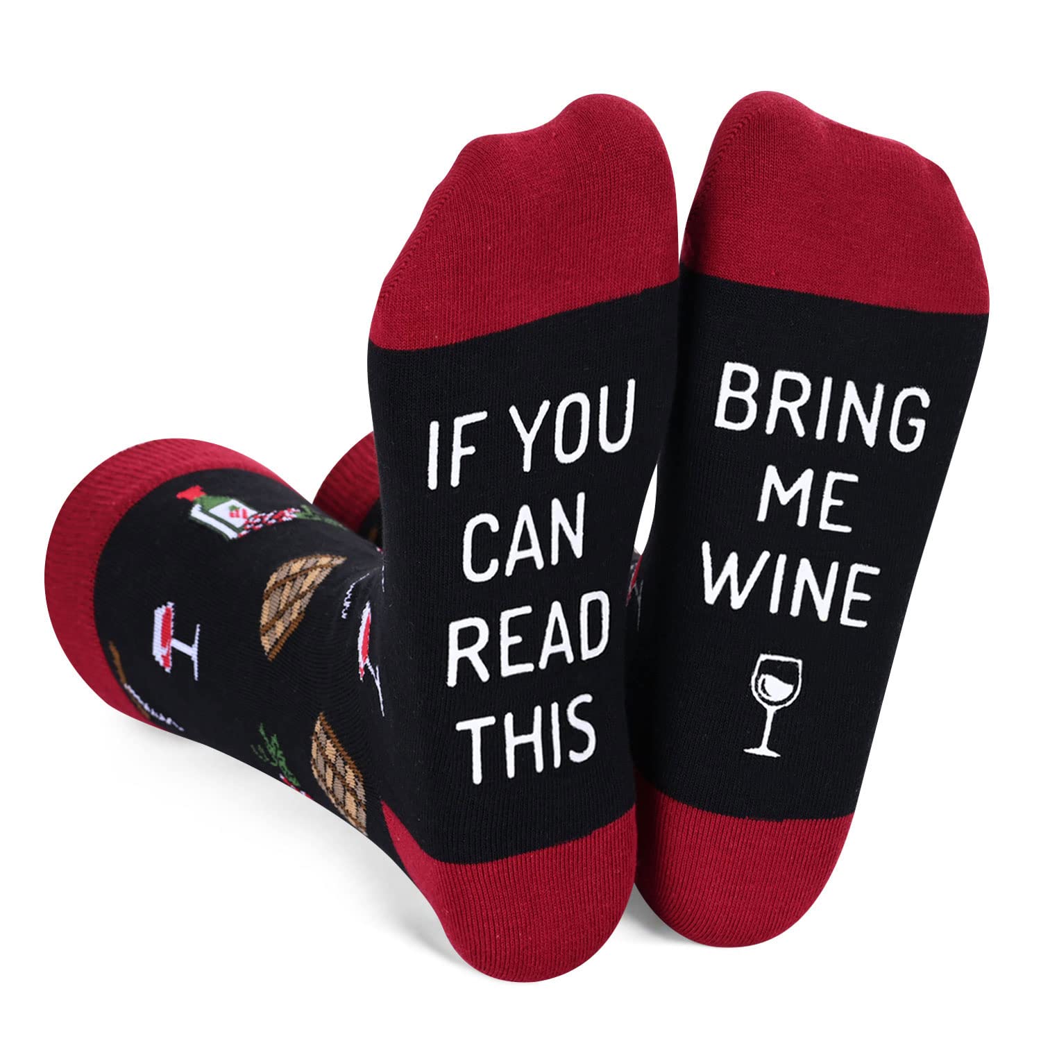 Funny Novelty Socks for Men & Women - Beer, Wine, Coffee & Taco Print Non-Slip Crew Socks | Perfect Gift for Food & Drink Lovers | Great for Casual Wear, Gifts & Themed Parties