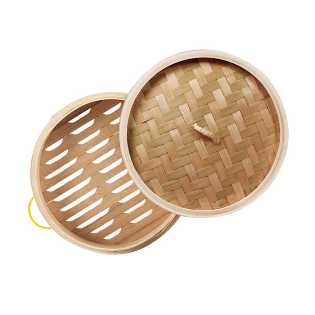 Cabilock 2-Piece Bamboo Steamer Set - Natural Wood Food Steamer Basket for Dumplings, Buns & Vegetables | Perfect for Asian Cooking, Dim Sum & Healthy Meal Prep