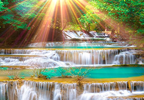 Artgeist Acoustic Canvas Wall Art Print - 47x16 Inch Waterfall Soundproofing Picture with Acoustic Foam for Home & Office Decor | Noise Reduction Wall Art for Living Room, Bedroom, Studio