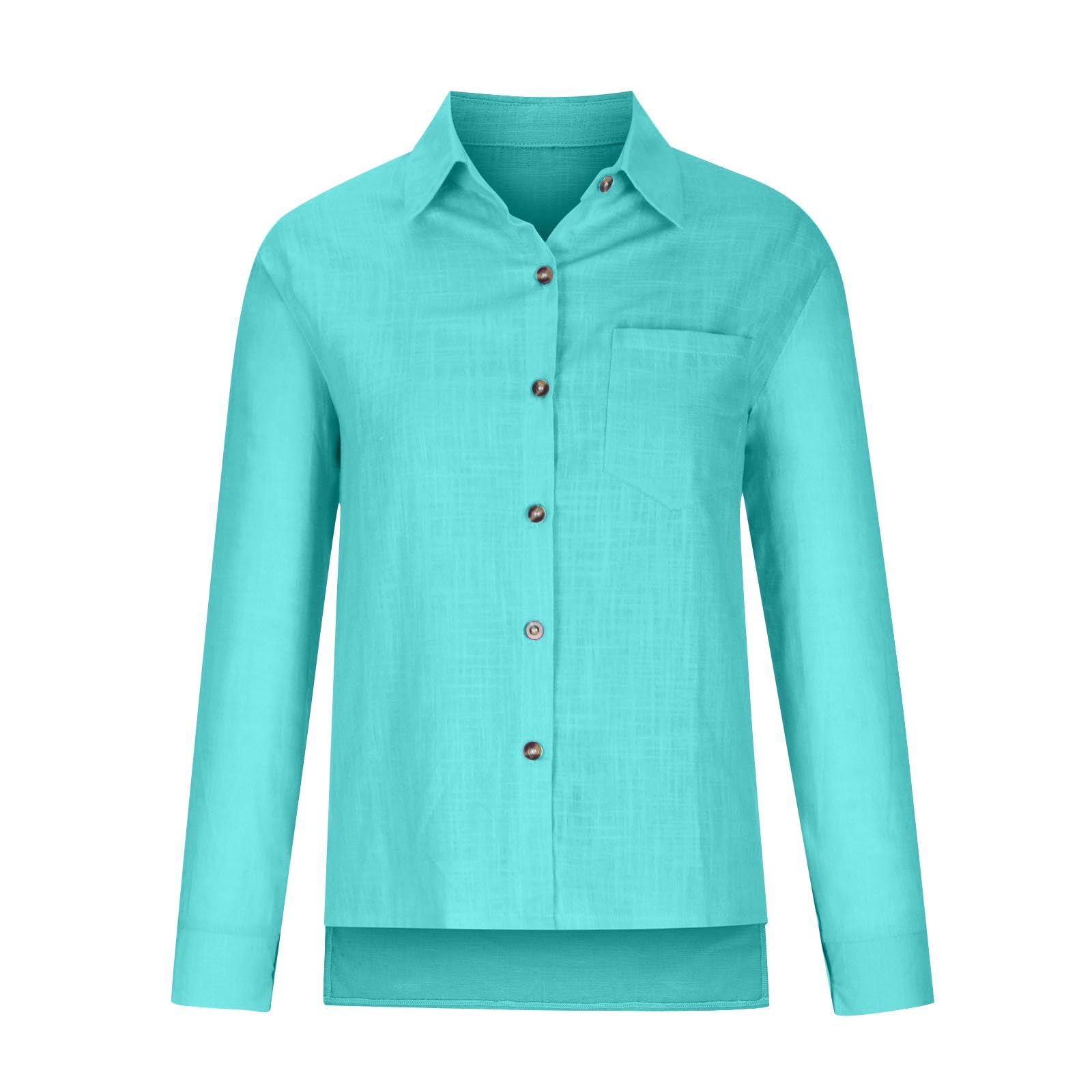 FQZWONG Women's Casual Button Down Shirts - Summer Loose Fit Solid Color Tops & Blouses for Everyday Wear | Perfect for Office, Beach, and Weekend Outings