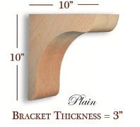 BB 301 OH Overhang Plain Craftsman Corbel - Decorative Wood Bracket for Kitchen Cabinets, Shelves & Home Interior Design