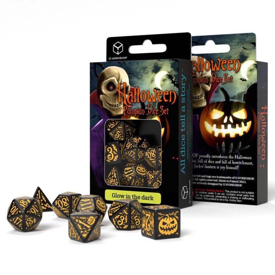 7-Piece Halloween Jack O'Lantern Decor Set - Glow in The Dark Pumpkin Decorations for Indoor/Outdoor Halloween Party, Porch, Yard & Home Decor