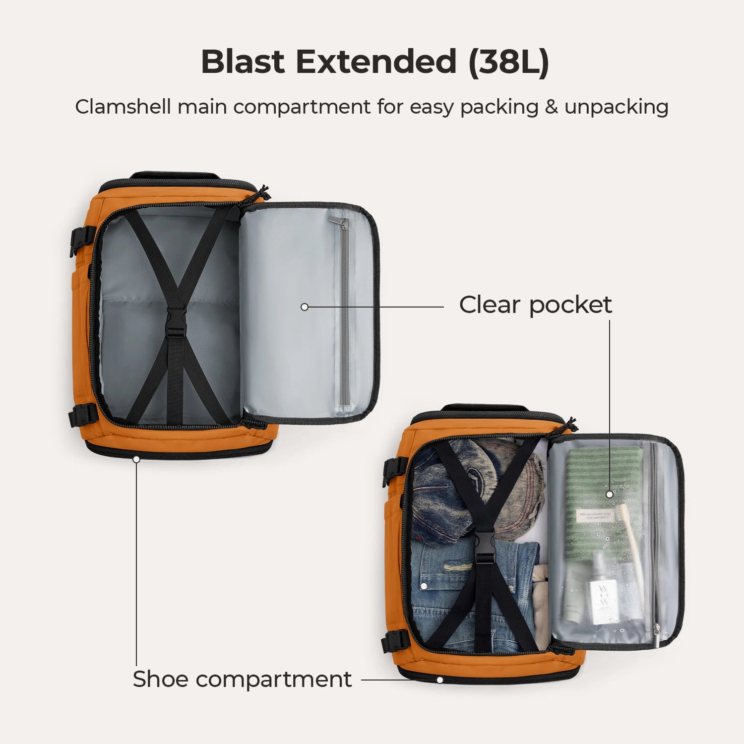Blast Travel Backpack - Lightweight Waterproof Carry-On Backpack for Men & Women - Perfect for Airplane, Hiking, Camping & Daily Commute