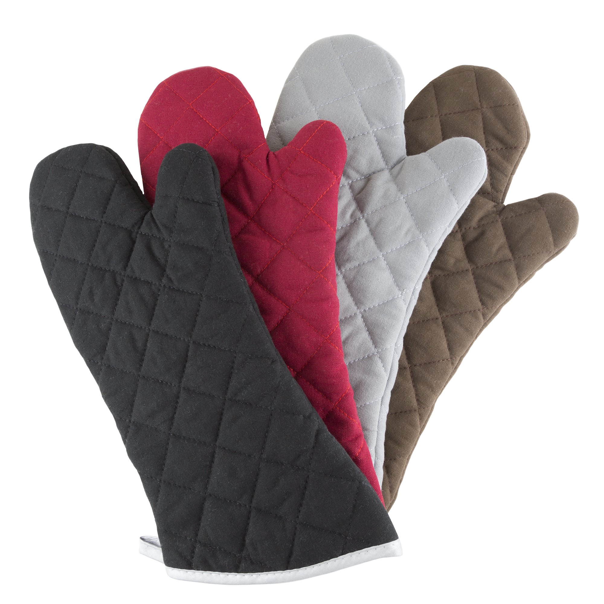 Premium Heat Resistant Oven Mitts Set of 2 - Extra Large Quilted Kitchen Gloves for Baking, Grilling & Cooking - Flame Proof Protection by Lavish Home (Chocolate Brown) - Perfect for BBQ, Baking Bread & Handling Hot Pots