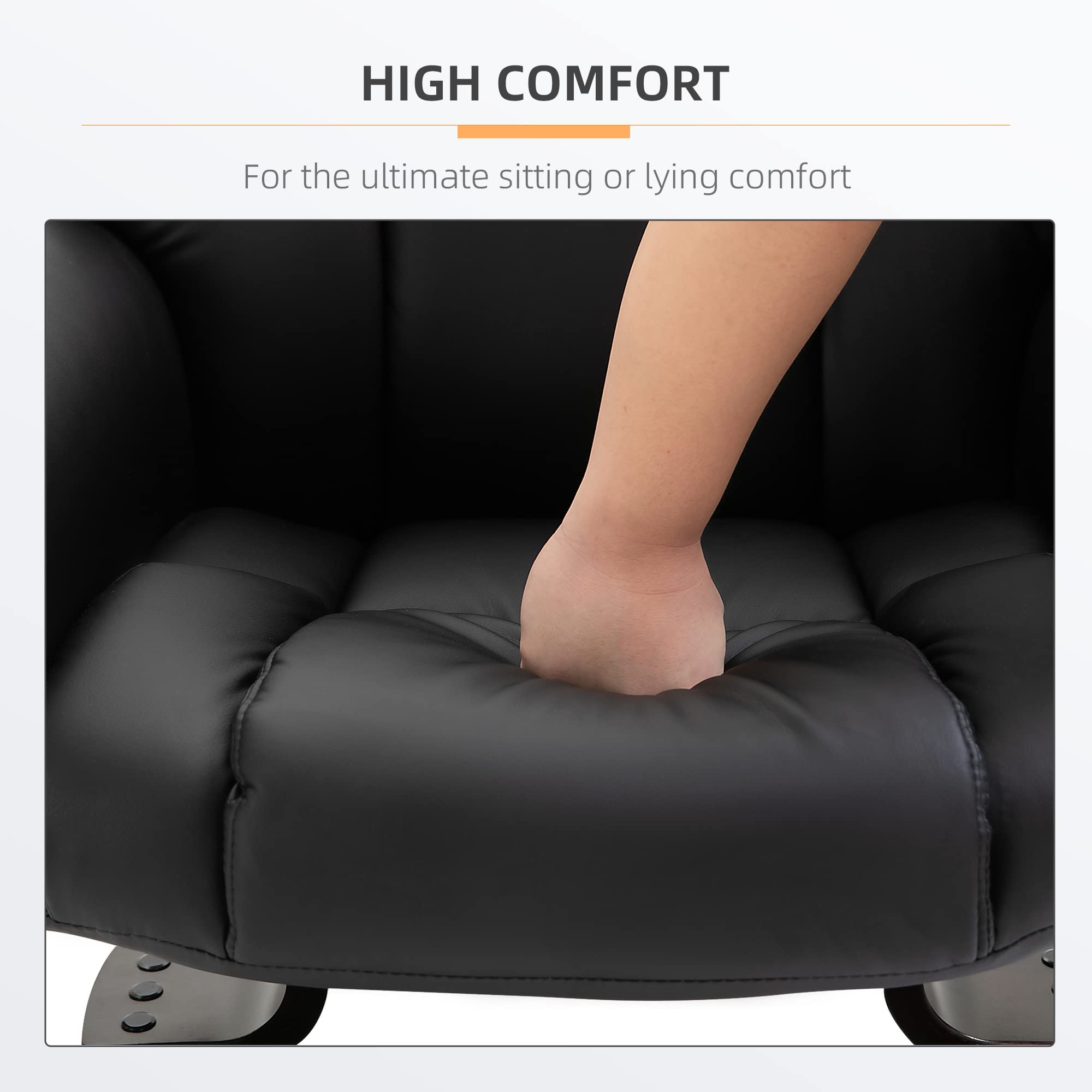 HOMCOM Massage Recliner Chair with Ottoman Footrest - 10 Vibration Points, 360° Swivel Reclining Living Room Chair - Faux Leather with Side Pocket & Remote Control - Black - Perfect for Relaxation, Home Theater & Living Room Comfort