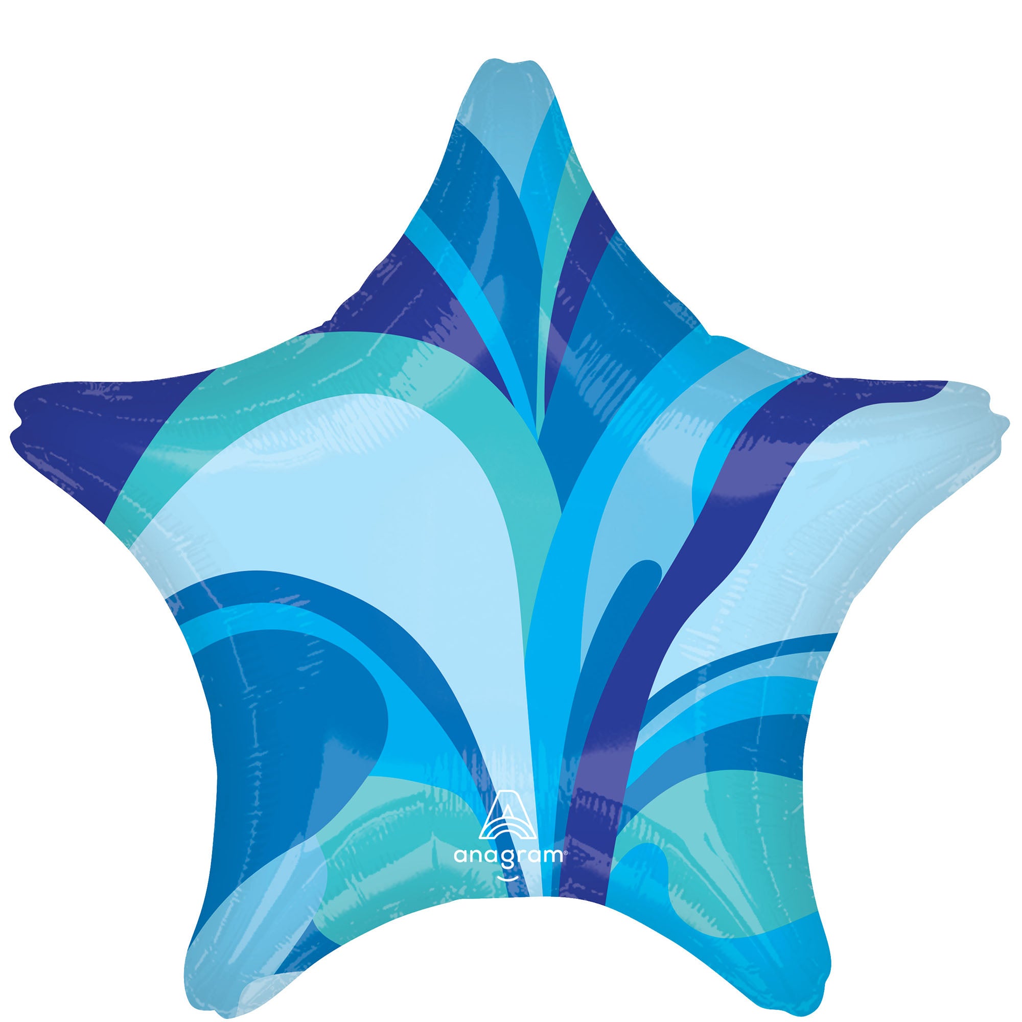 45cm Standard Star XL Blue Macro Marble Foil Balloon - Perfect for Birthday Parties, Baby Showers & Wedding Decorations