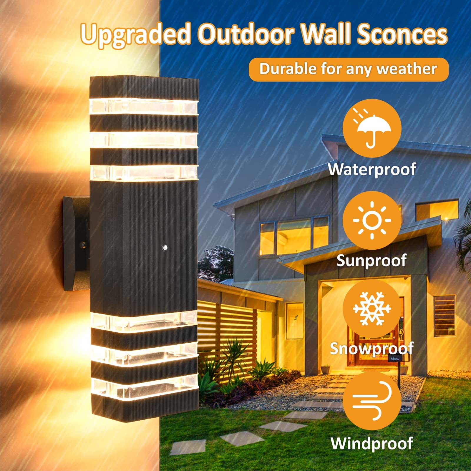 Dusk to Dawn Outdoor Wall Light - Black Waterproof Exterior Wall Mount Light Fixture for House, Garage, Porch | Perfect for Pathway, Entryway, and Garden Lighting