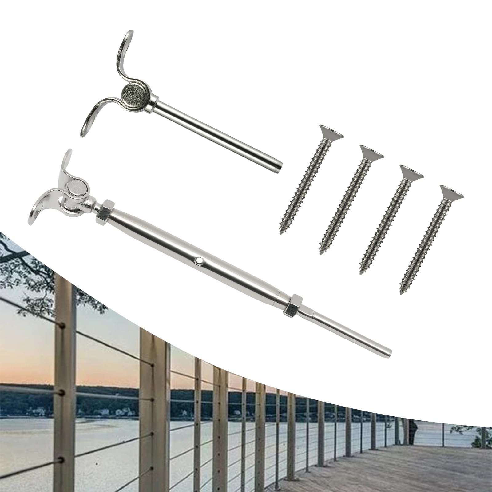 T316 Swage Threaded Cable Tensioner Kit - 50 Pack Stainless Steel Deck Railing Hardware for 1/8