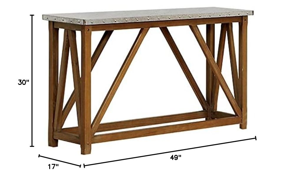 BOWERY HILL Industrial Wood Console Table - Natural Finish Entryway Sofa Table for Living Room, Hallway & Farmhouse Decor