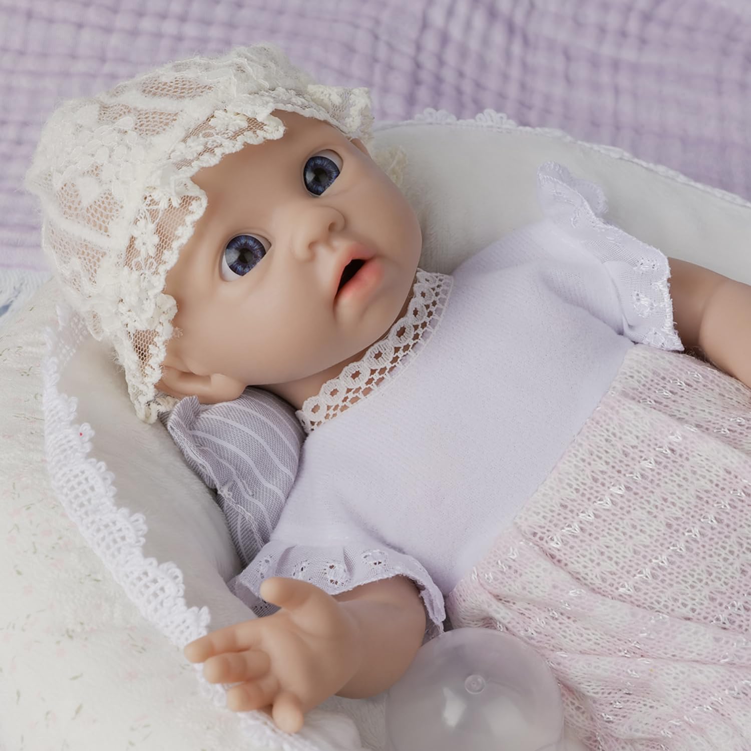 IVITA Full Body Silicone Reborn Baby Doll - Open Mouth Newborn Baby Girl Doll 30cm - Perfect for Collectors, Photography Props & Gift Giving