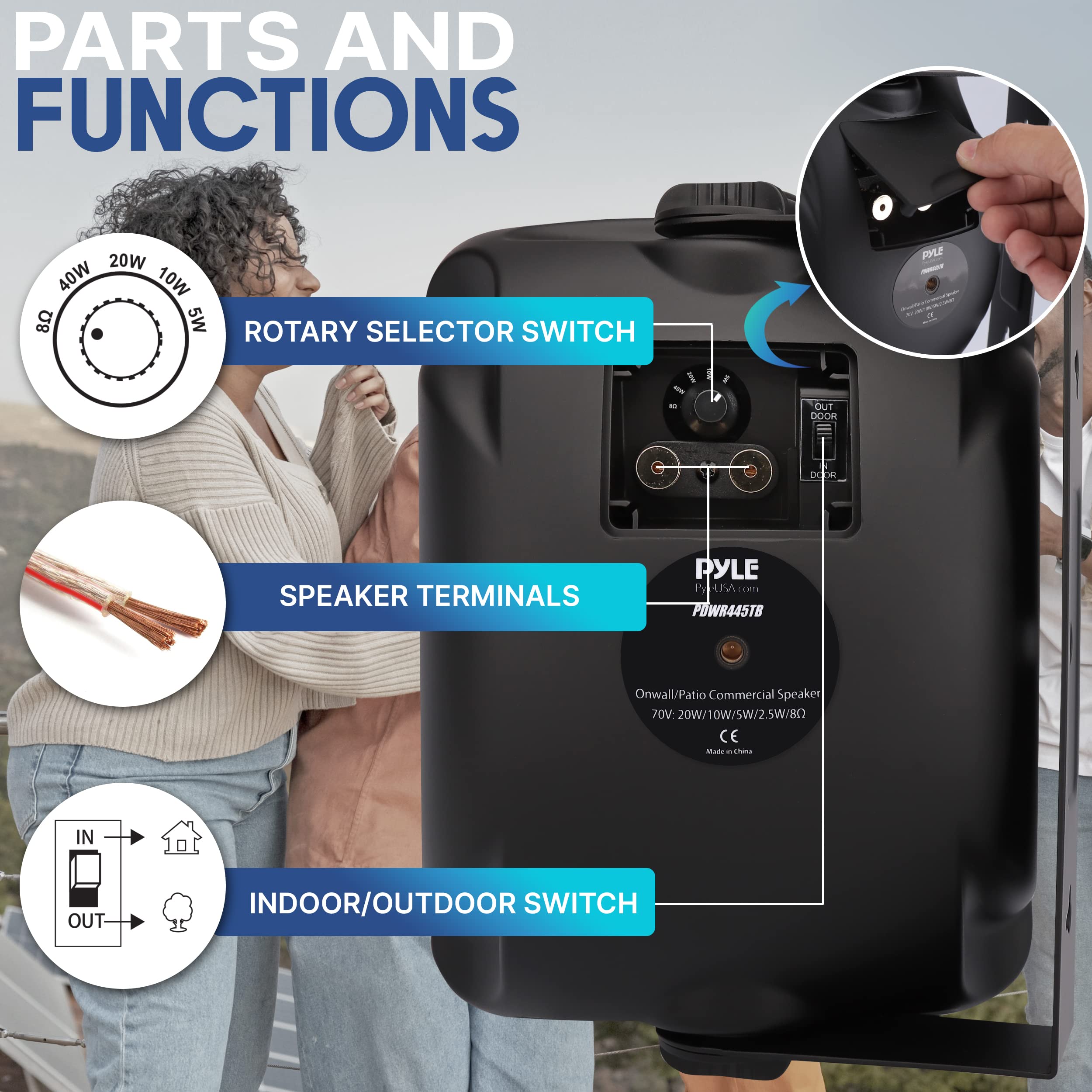 Commercial Grade Wall Mount & Patio Outdoor Speaker - Weatherproof for Restaurants, Bars, and Backyard Entertainment