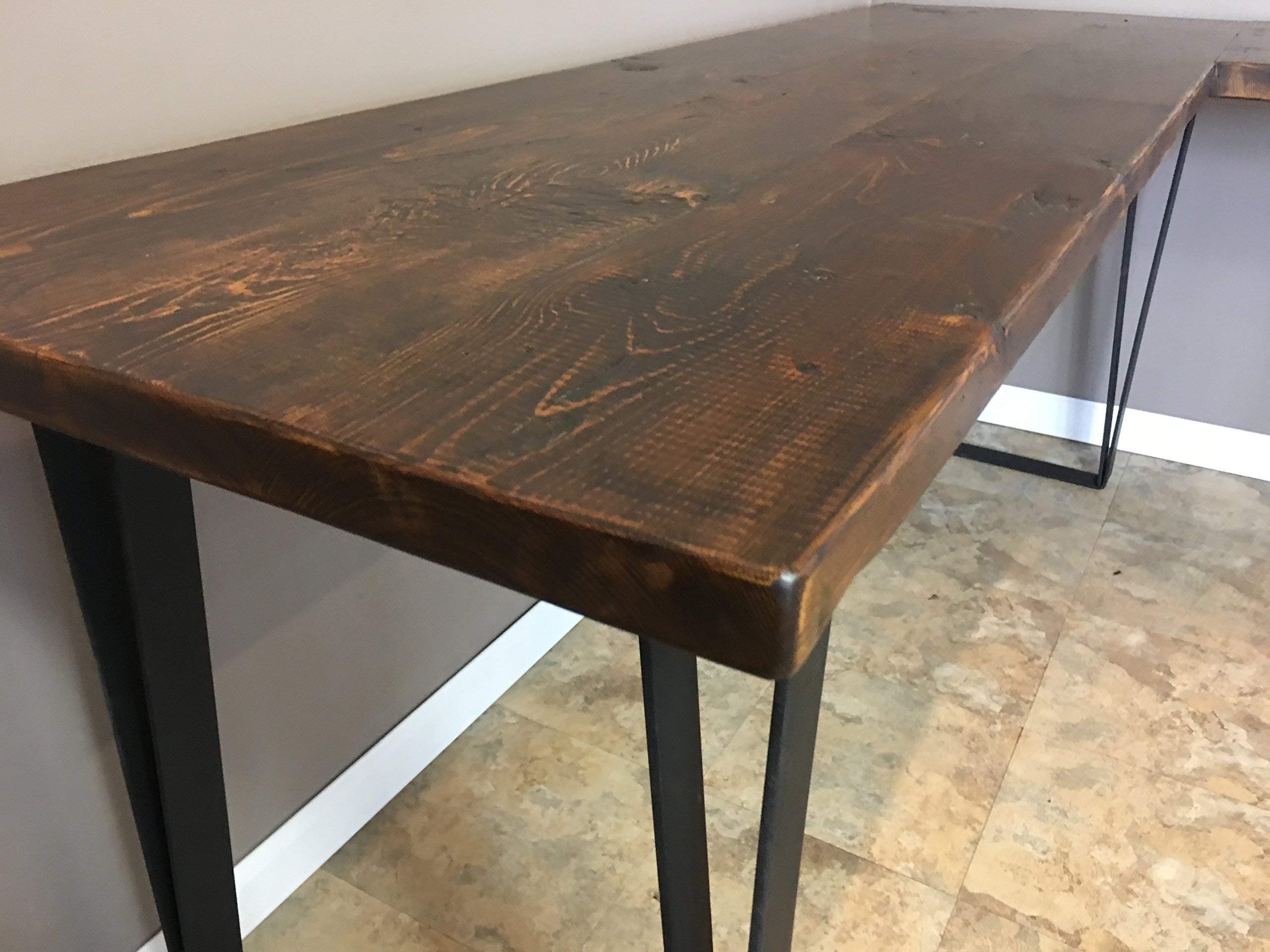 L-Shaped Wooden Office Desk with Reclaimed Wood & Custom U-Shaped Legs - Multiple Sizes & Finishes for Home Office, Gaming, or Study Workspace