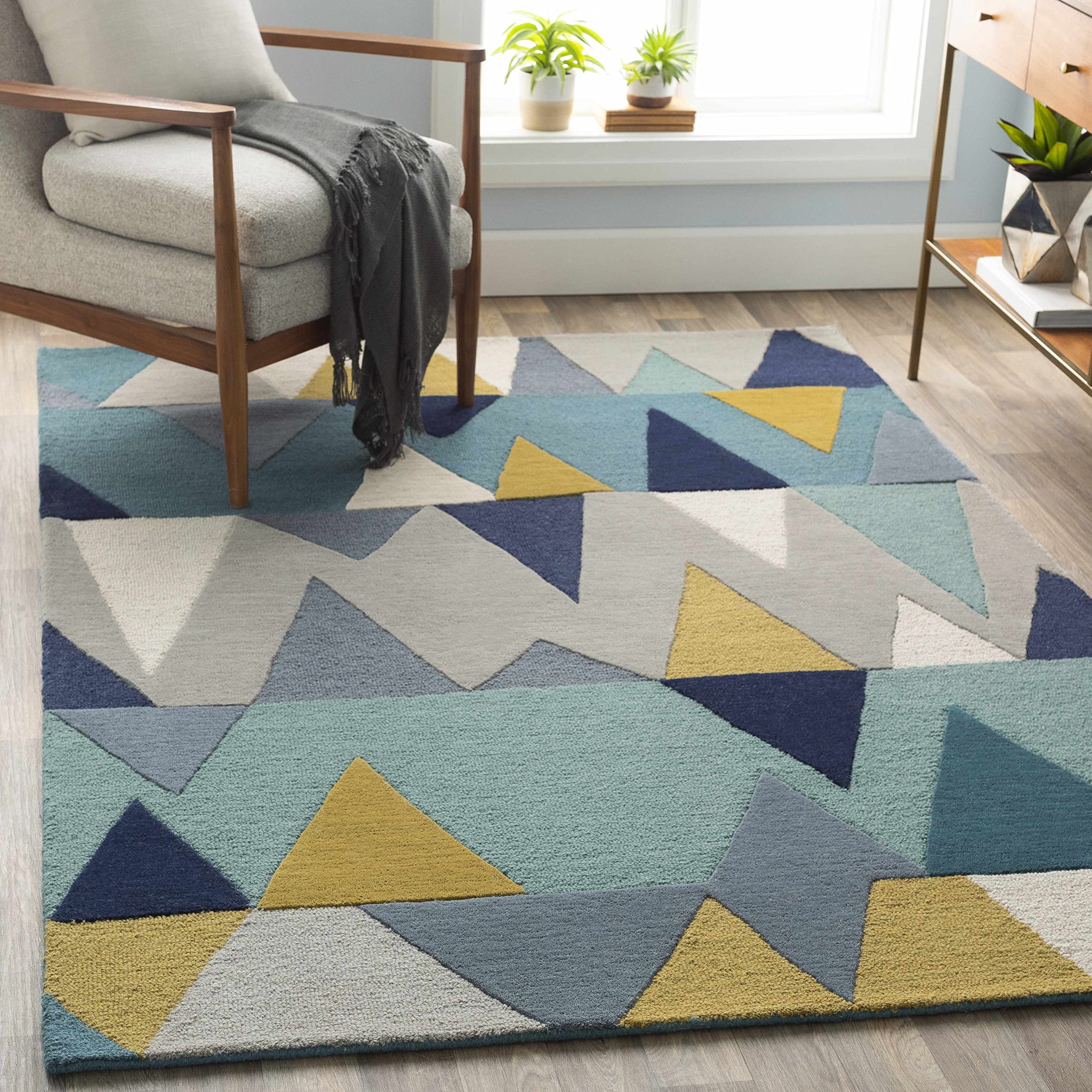 Modern Geometric 10' Square Area Rug for Living Room - Stylish Home Decor & Soft Floor Covering for Bedroom, Office or Dorm