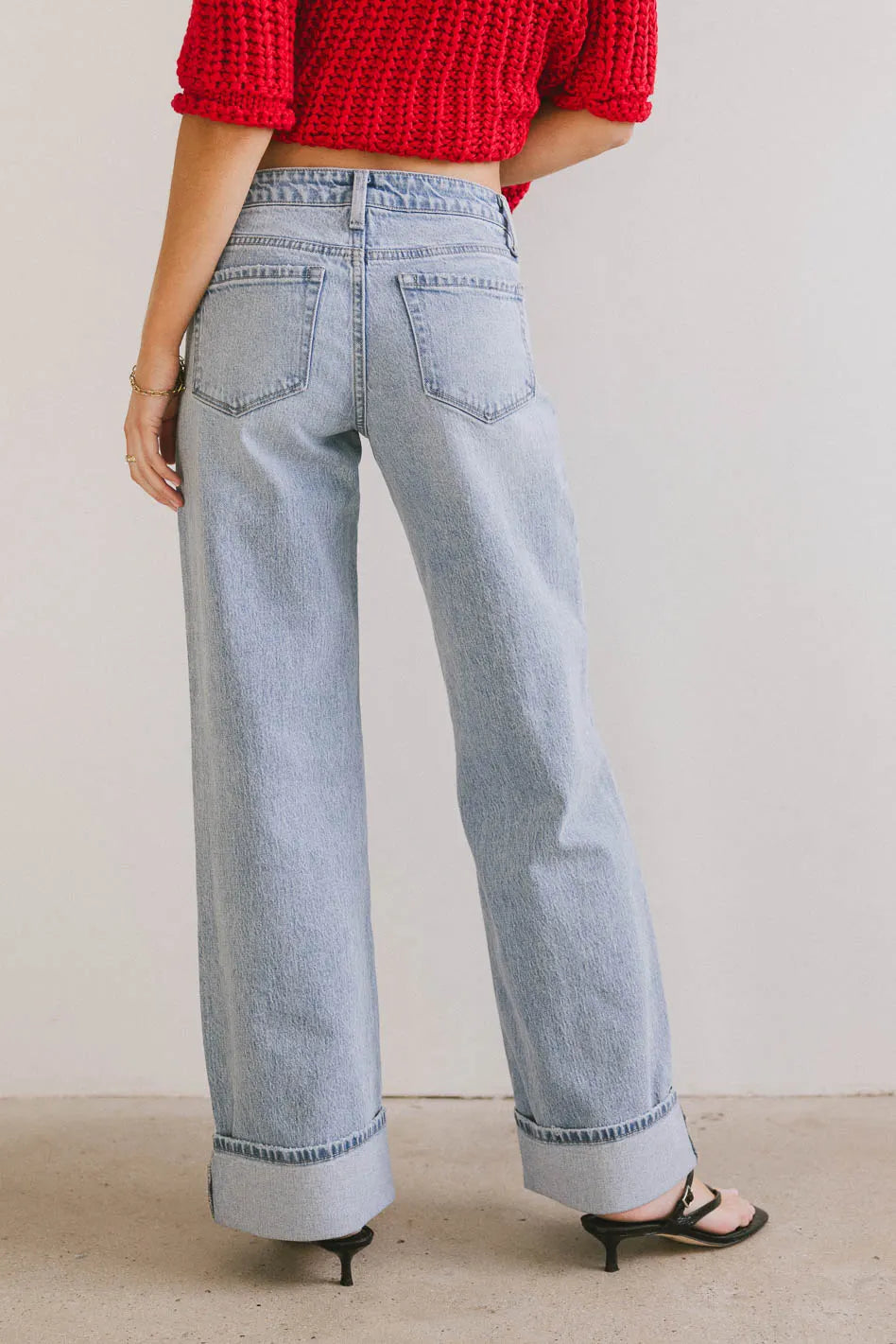 Marcia Cuffed Baggy Jeans for Women - High Waisted Distressed Denim Pants - Casual Streetwear & Vintage Style (Perfect for Everyday Wear, Outfits & Fashion Trends)