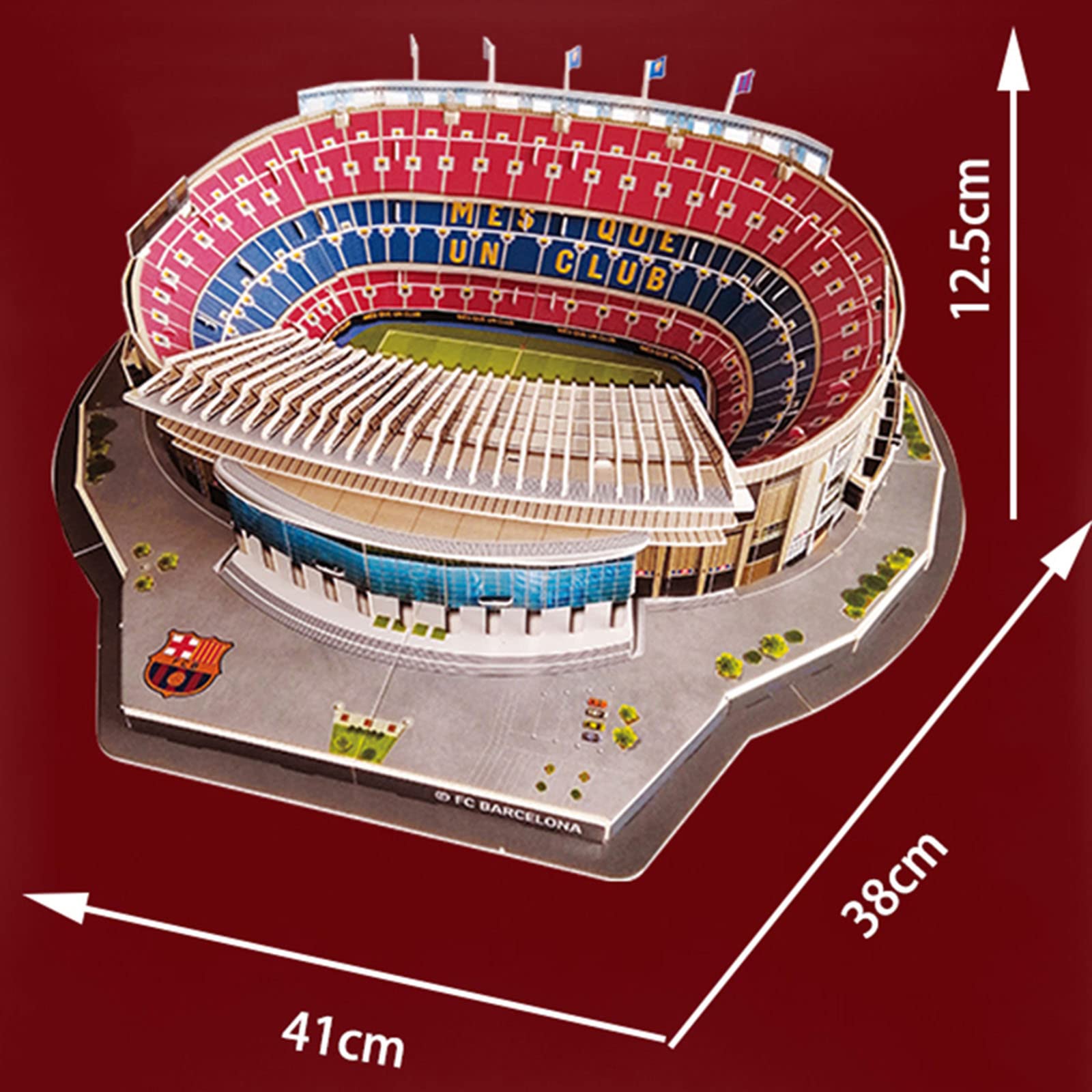 Camp Nou Stadium Puzzle Model with LED Lights - 16×15×4.9 Inches Barcelona FC Fan Gift, Collectible Toy for Home Decor & Office Display