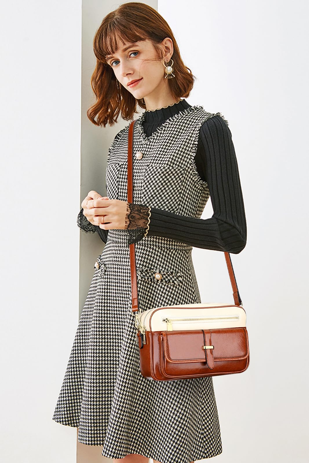 Premium Genuine Leather Crossbody Bag for Women - Stylish Messenger Purse with Double Main Pockets | Perfect for Work, Travel & Everyday Use