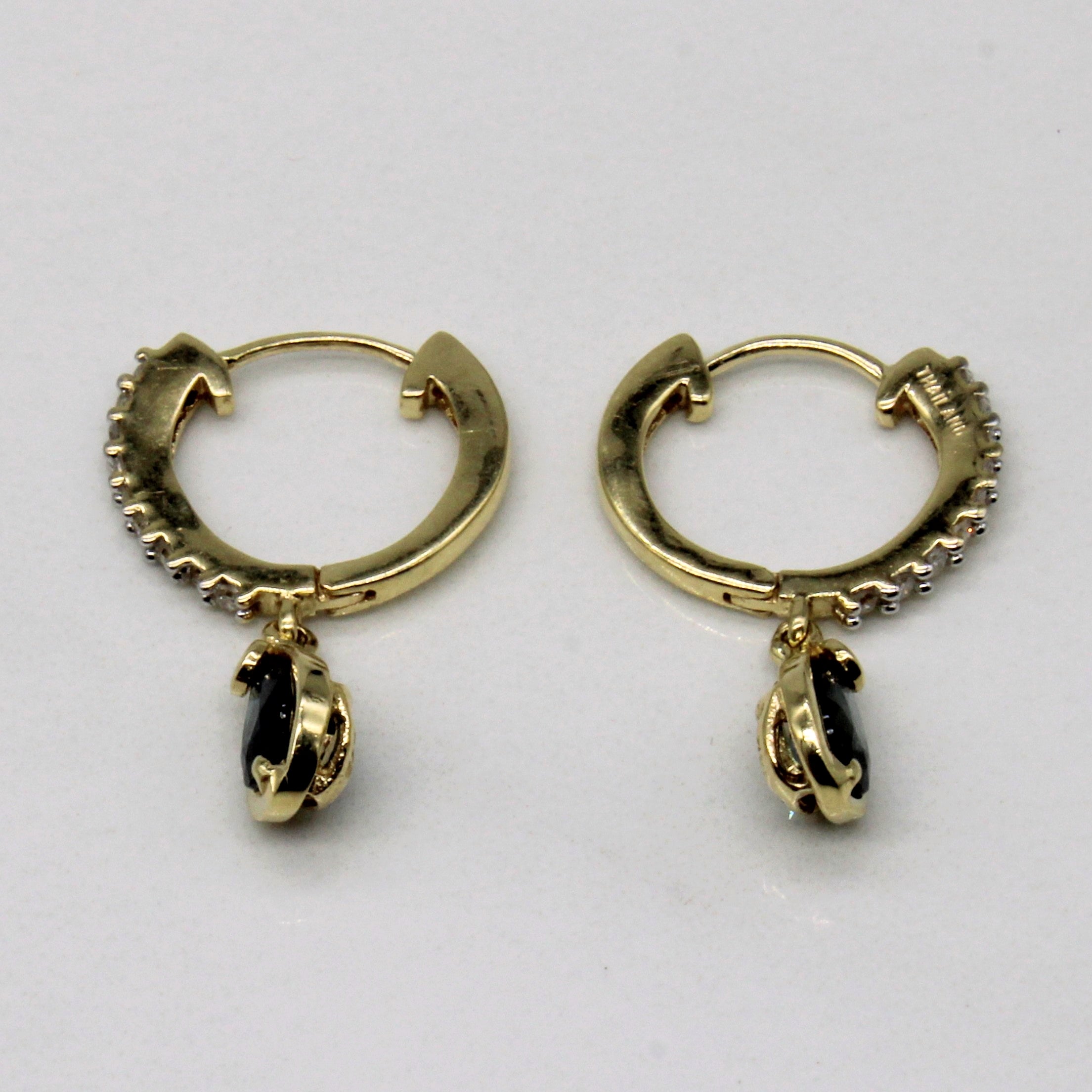 Exquisite Sapphire & Diamond Hoop Earrings - 0.80ctw Blue Sapphire & 0.09ctw Diamond - Perfect for Weddings, Anniversaries & Special Occasions