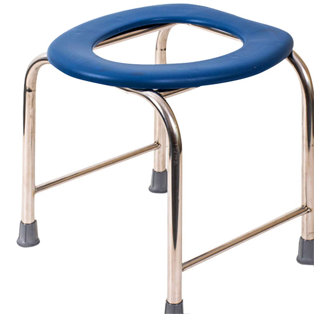 Adjustable Height Commode Chair - Handicap Toilet Seat with Safety Steel Frame & Waterproof Shower Bench (Blue, 3 Height Options up to 38cm) - Ideal for Elderly Care, Post-Surgery Recovery & Bathroom Safety