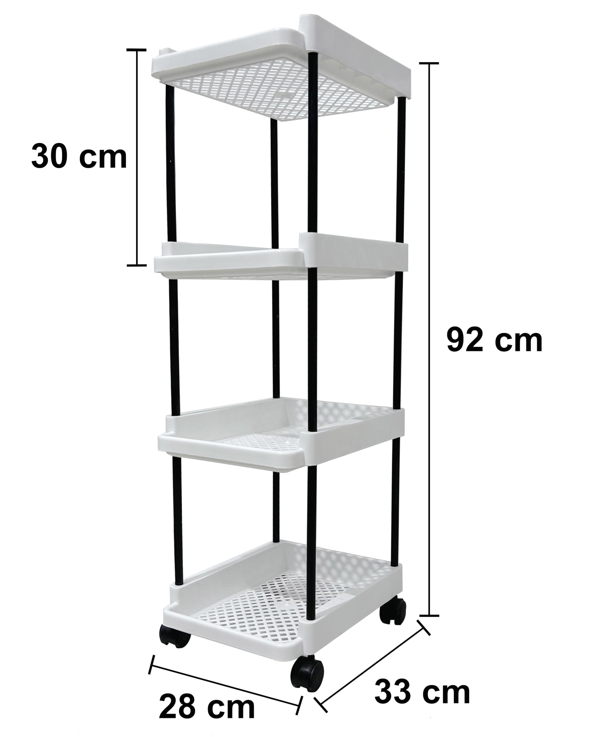 RAXON WORLD 4-Tier Rotating Kitchen Storage Organizer - White Plastic Round Vegetable & Fruit Basket for Onions, Spice Jars, Cutlery | Space-Saving Pantry & Countertop Organizer
