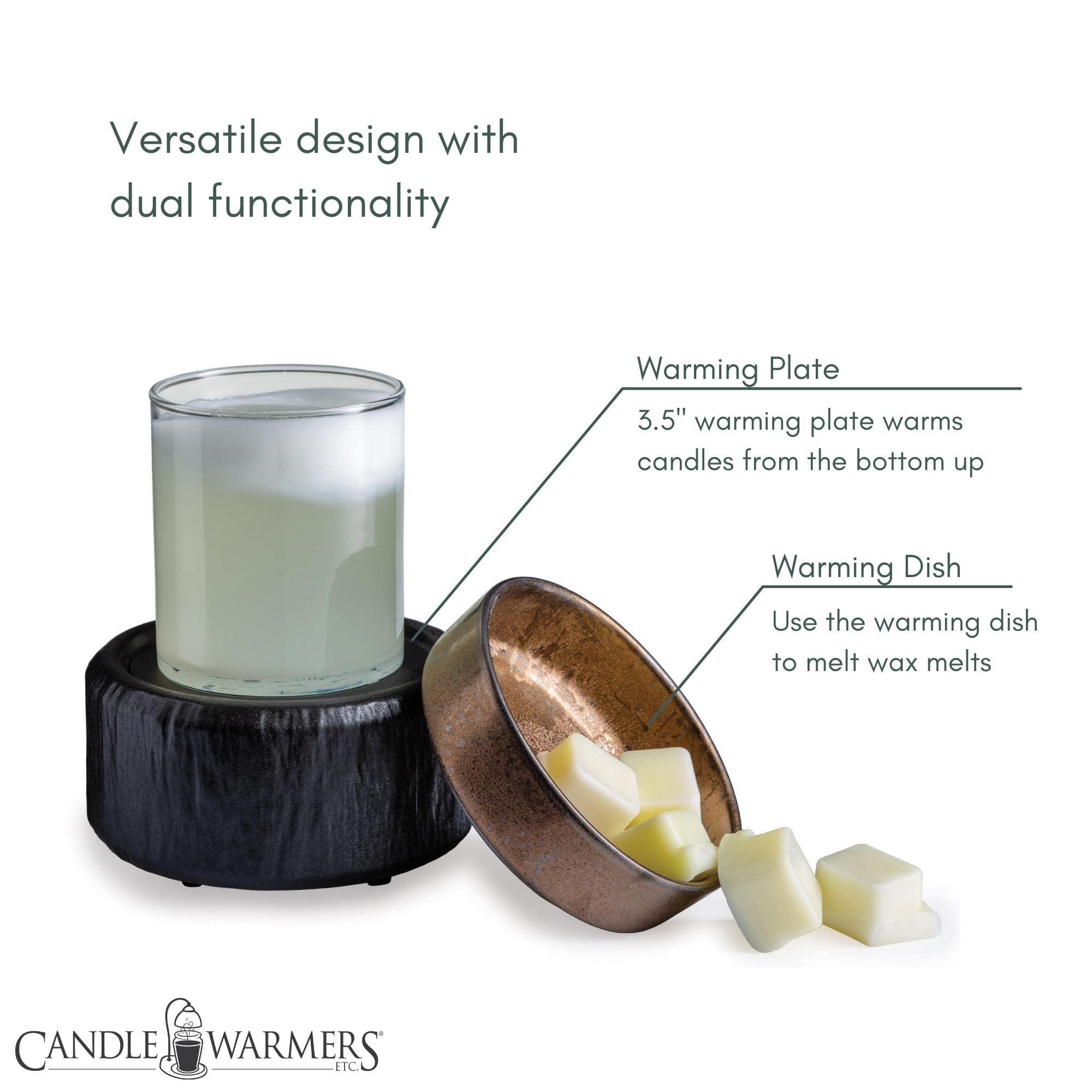 2-in-1 Candle Warmer & Fragrance Diffuser - Primitive Black and Bronze Wax Melter for Scented Candles, Wax Melts, Tarts - Perfect for Home, Office, Spa, and Bedroom Aromatherapy
