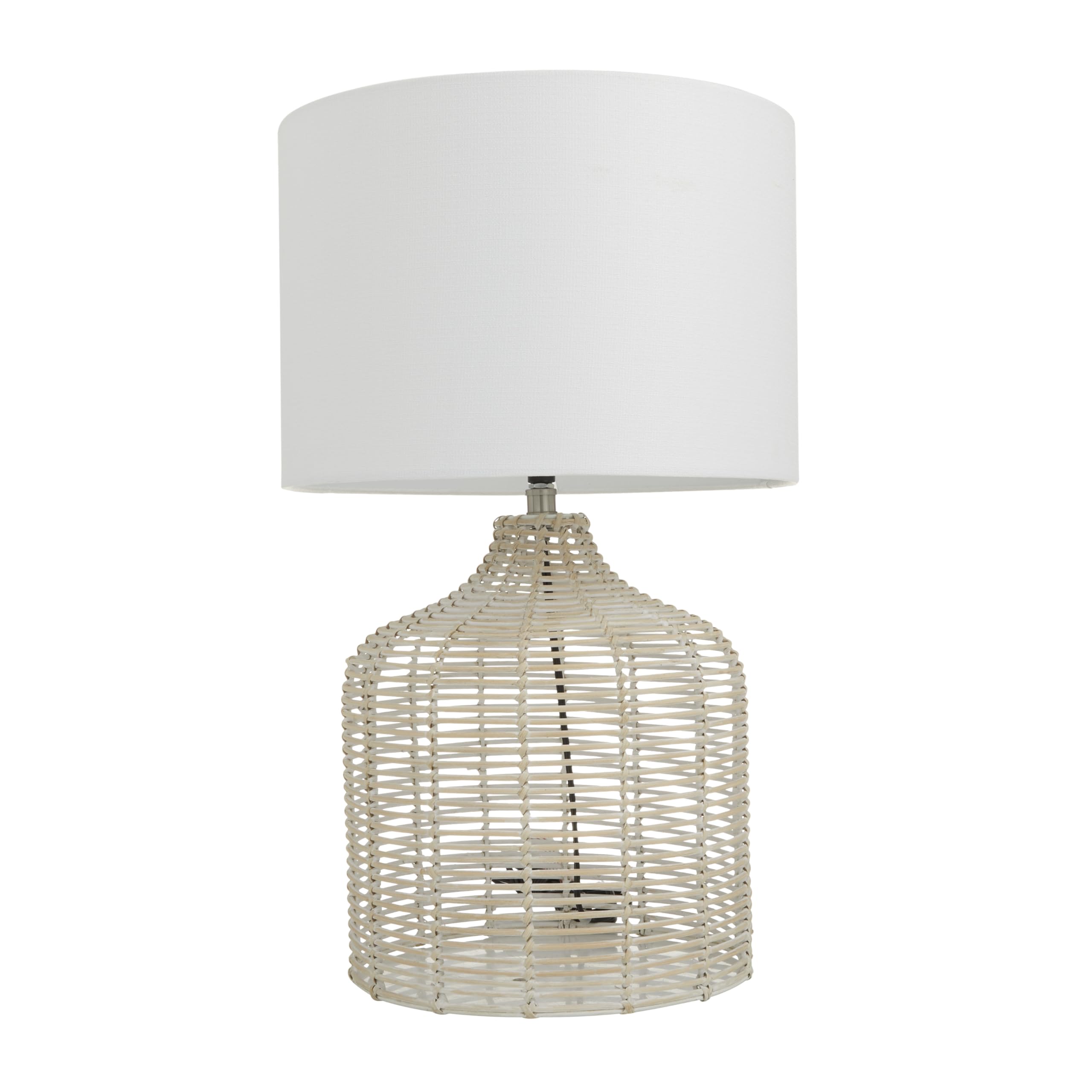 Handmade Rattan Table Lamp with Woven Drum Shade - 15