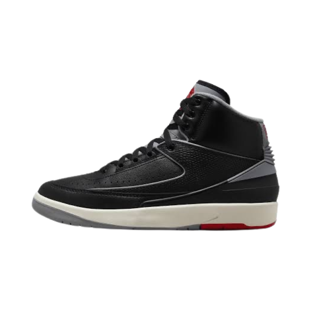 Air Jordan 2 Retro Men's Basketball Shoes - Black/Cement Grey/Fire Red - High-Top Sneakers for Streetwear & Court Performance