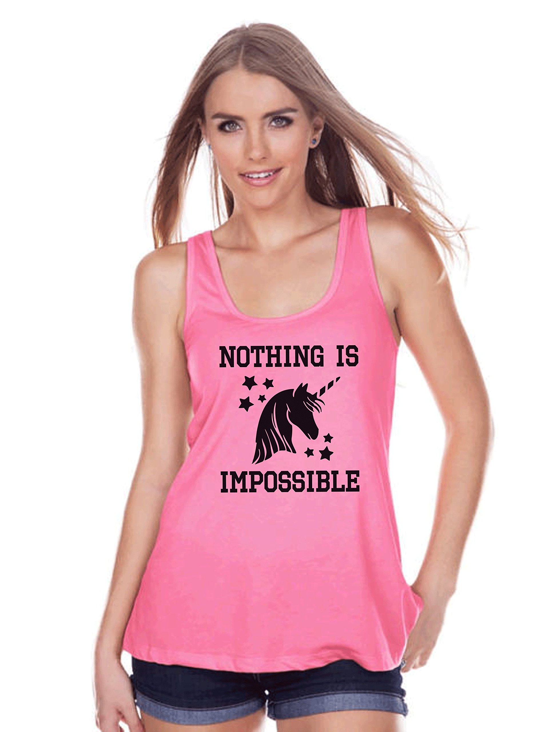 7 ate 9 Apparel Women's Funny Unicorn Graphic Tank Top - Cute Summer Casual Tee for Beach, Parties & Everyday Wear