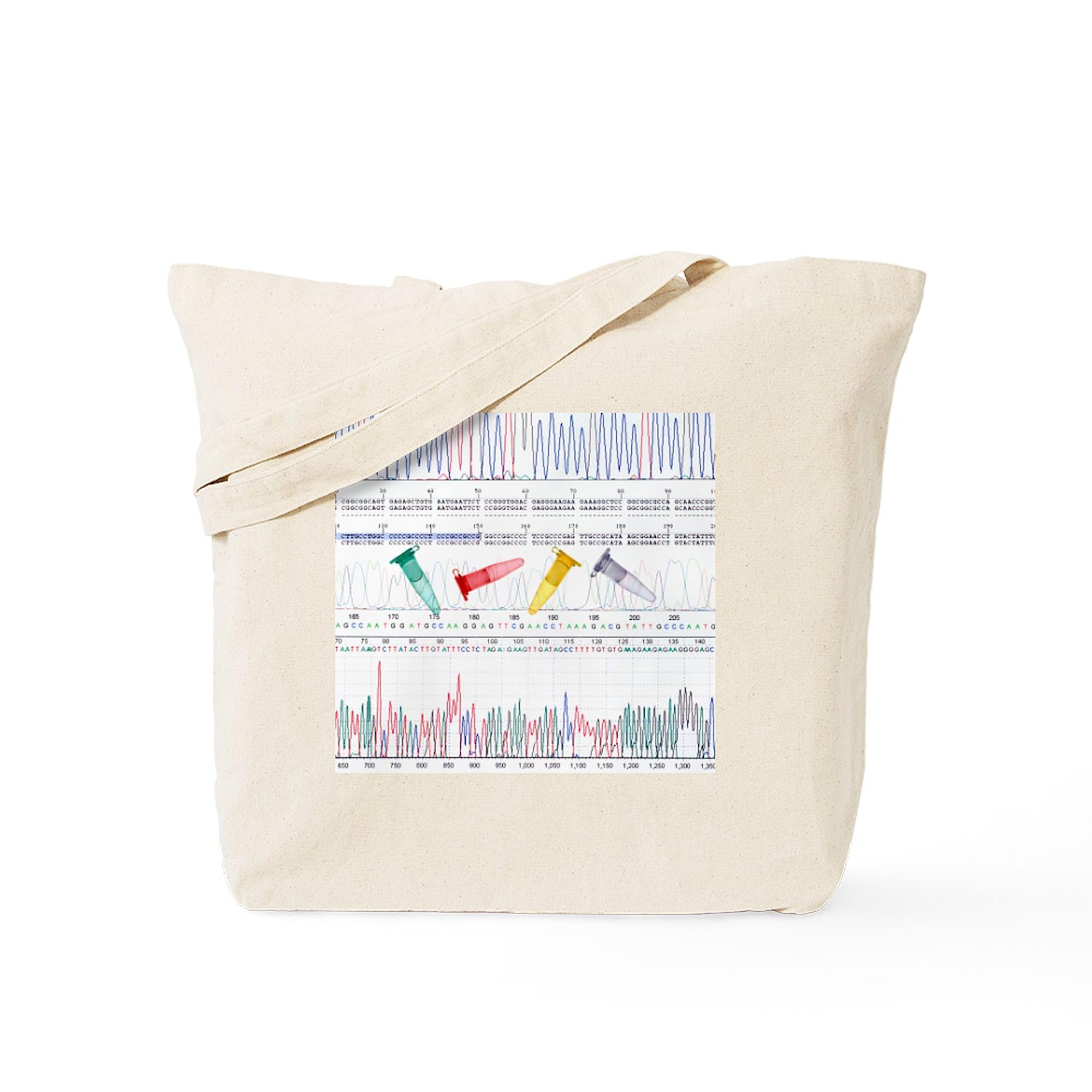 DNA Analysis Tote Bag - Natural Canvas Reusable Shopping Bag for Groceries, Beach & Work | Eco-Friendly Cotton Tote with Unique Science Design