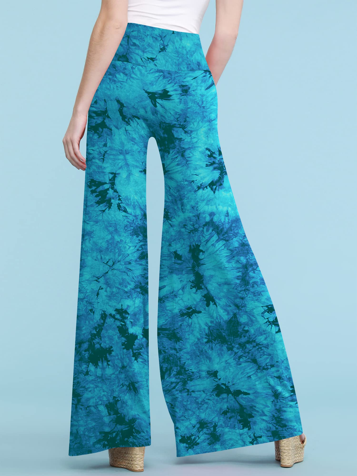Trendy Women's Tie Dye Palazzo Pants - Comfortable Flowy Wide Leg Yoga Pants for Summer, Beach, Lounge & Boho Fashion