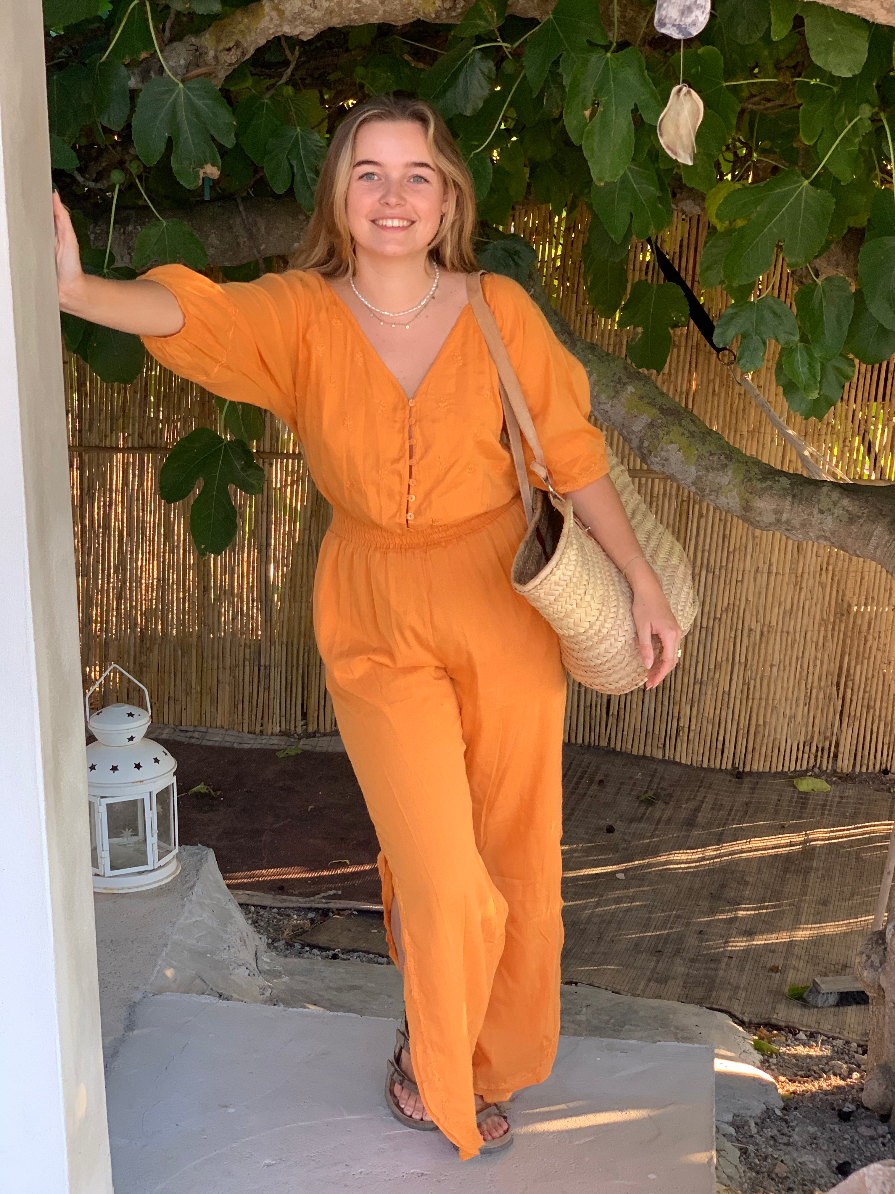 Saffron Color Jumpsuit for Women - Stylish & Comfortable One-Piece Outfit for Casual Wear, Travel, and Outdoor Activities