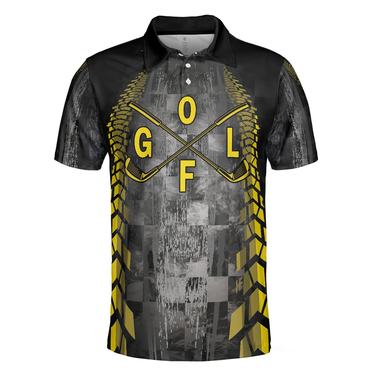 HYPERFAVOR Men's Golf Polo Shirts - Breathable Short Sleeve Performance Shirt with Yellow Pattern - Perfect for Golf, Casual Wear & Outdoor Activities