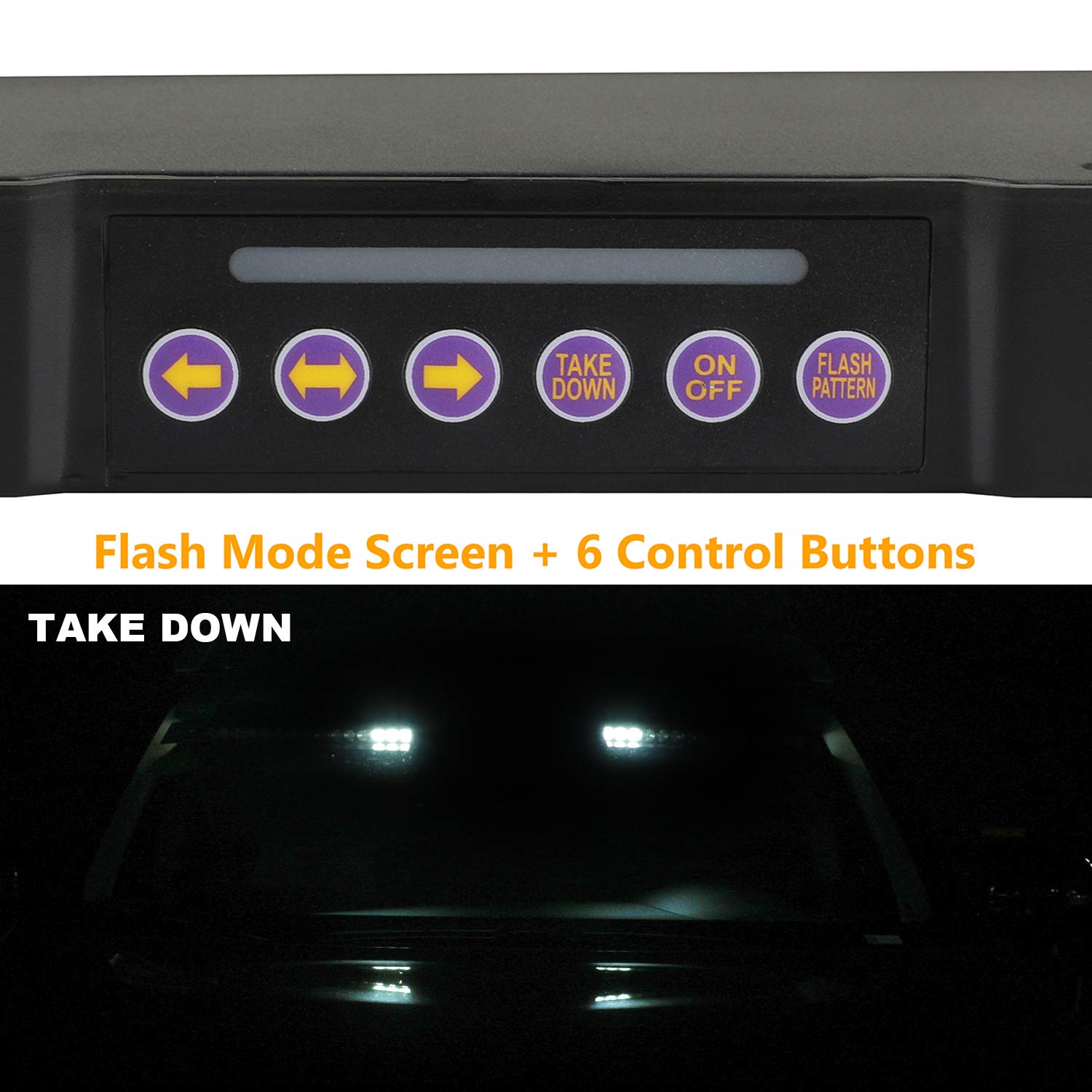 ASPL 2-15 LED Visor Light Bar with 29 Flash Patterns - Emergency Strobe Warning Light for Upper Windshield Split Mount (Blue/White) - Perfect for Police, Security, Construction & Hazard Vehicle Safety