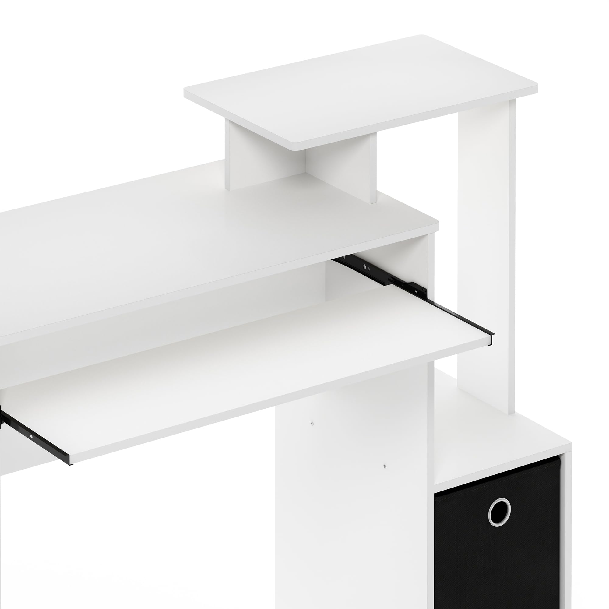 Furinno Econ Multipurpose Home Office Computer Writing Desk - Compact Workstation for Small Spaces, White/Black - Perfect for Remote Work, Study & Home Office Setup