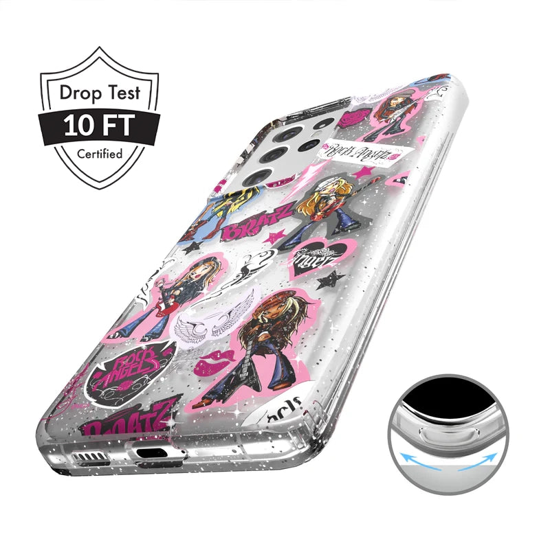 Bratz Rock Angelz Glitter Samsung Phone Case - Trendy Protective Cover for Galaxy S21/S20/Note 20 - Perfect for Teens, Fans, and Fashion Lovers
